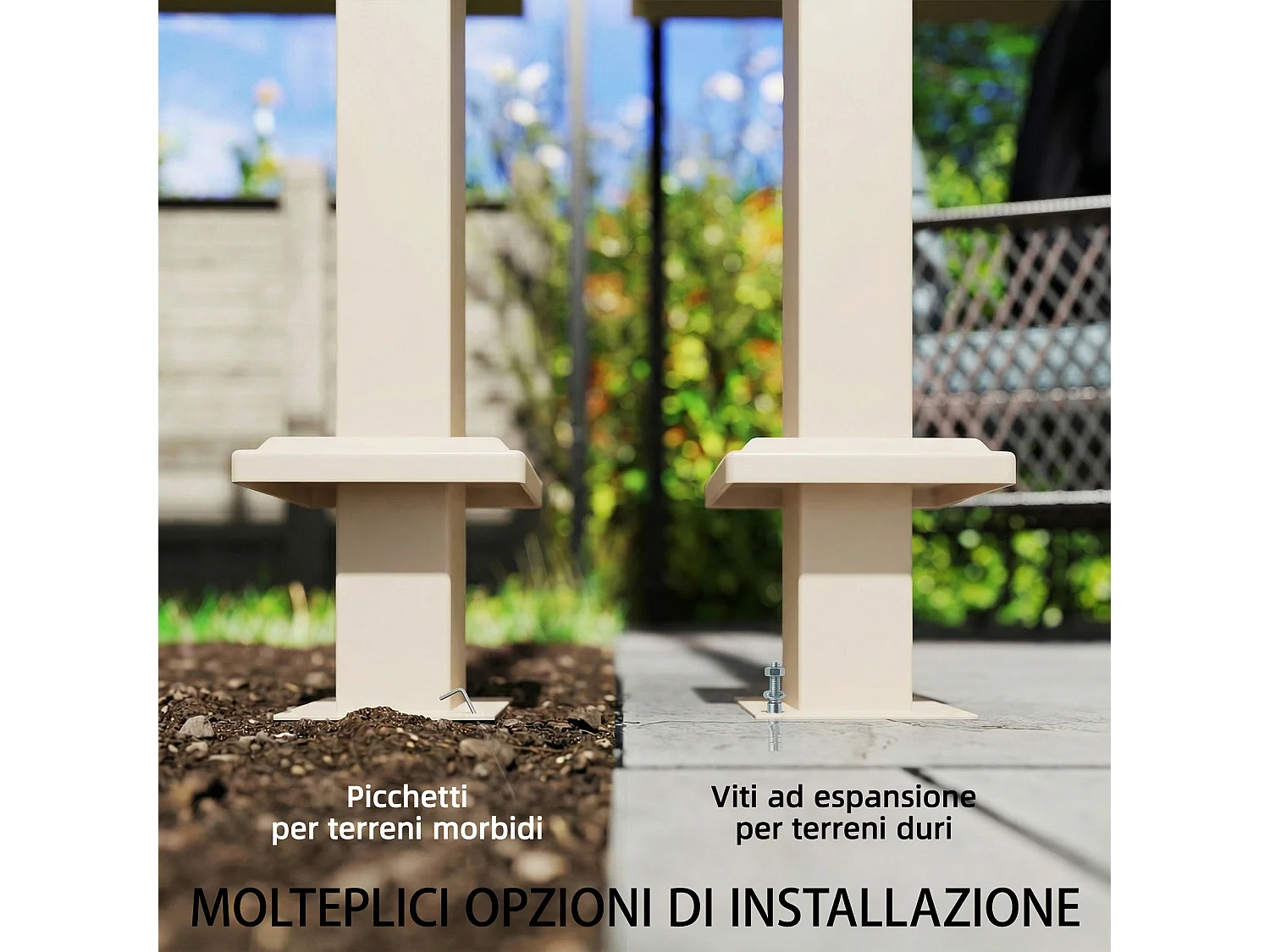Pergola addossata con tetto scorrevole uv30+ in poliestere beige