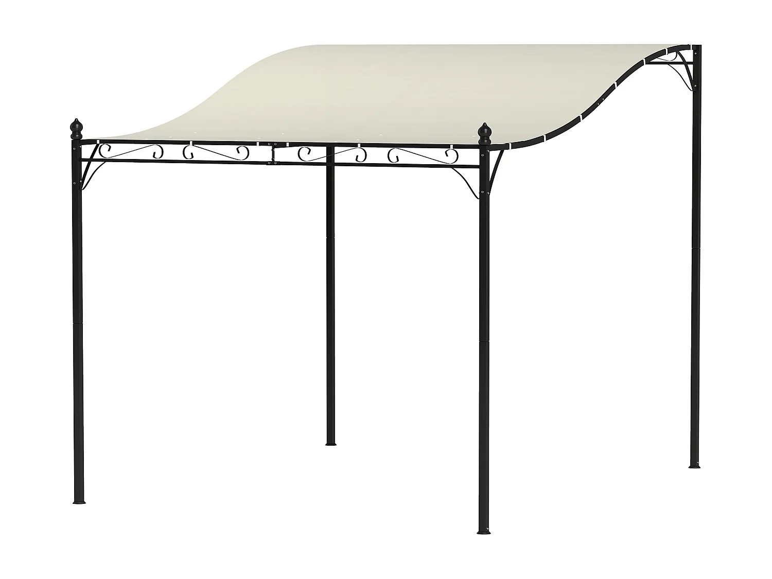 Pergola addossata ricurva in metallo e poliestere bianco crema