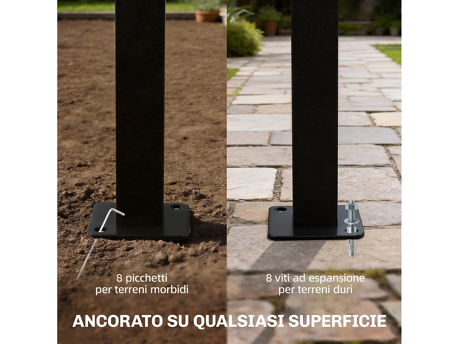 Pergola gazebo con tetto ad arco in metallo e poliestere crema