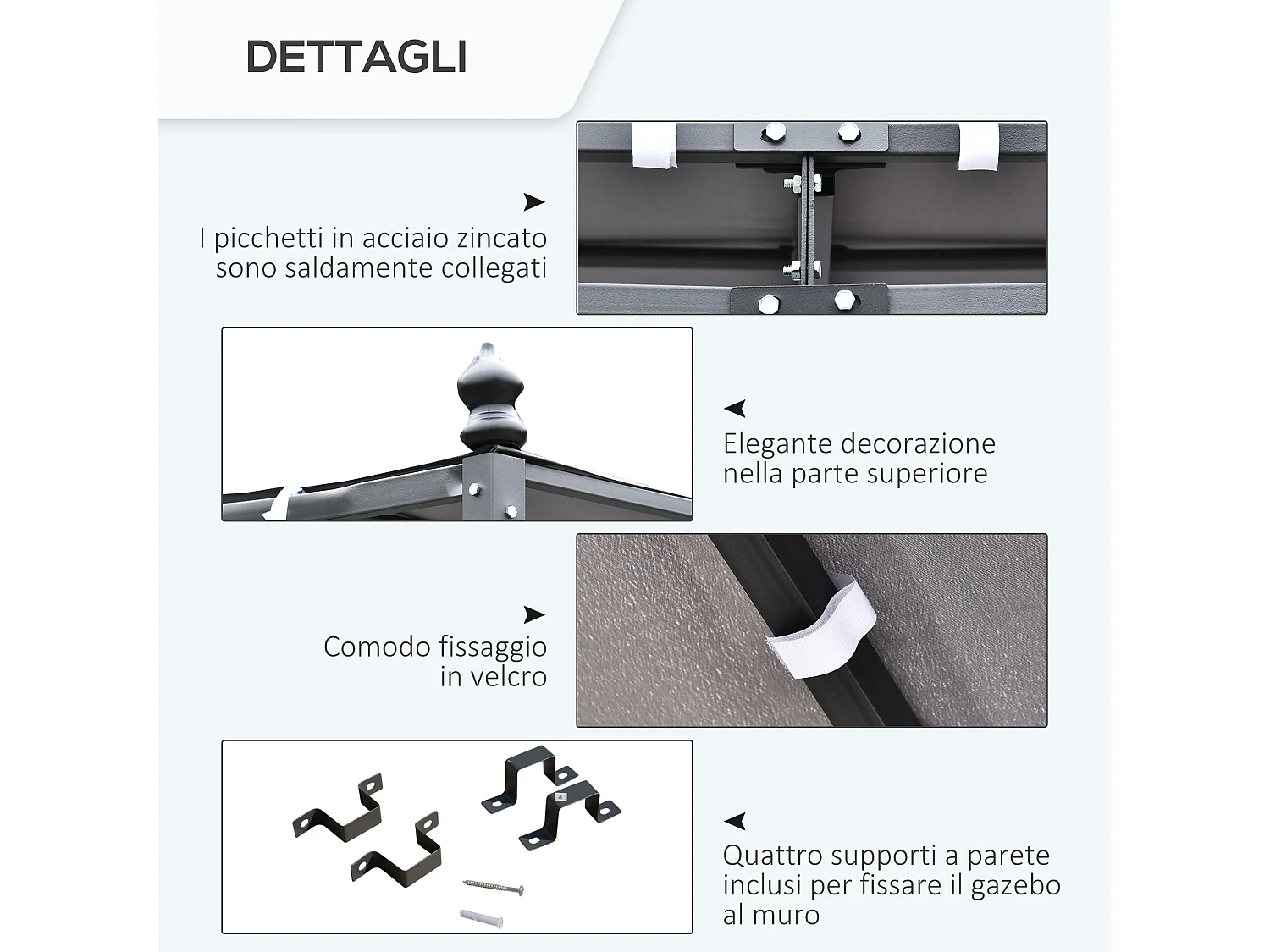 Gazebo pergola 3x3m giardino o terrazzo con tenda grigia