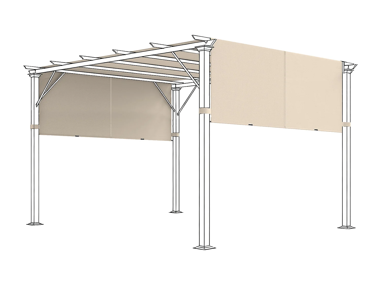 Telo per gazebo pergola 3x3m in poliestere colore cachi