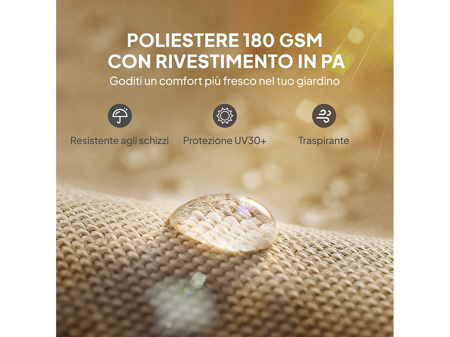 Telo per gazebo pergola 3x3m in poliestere colore cachi