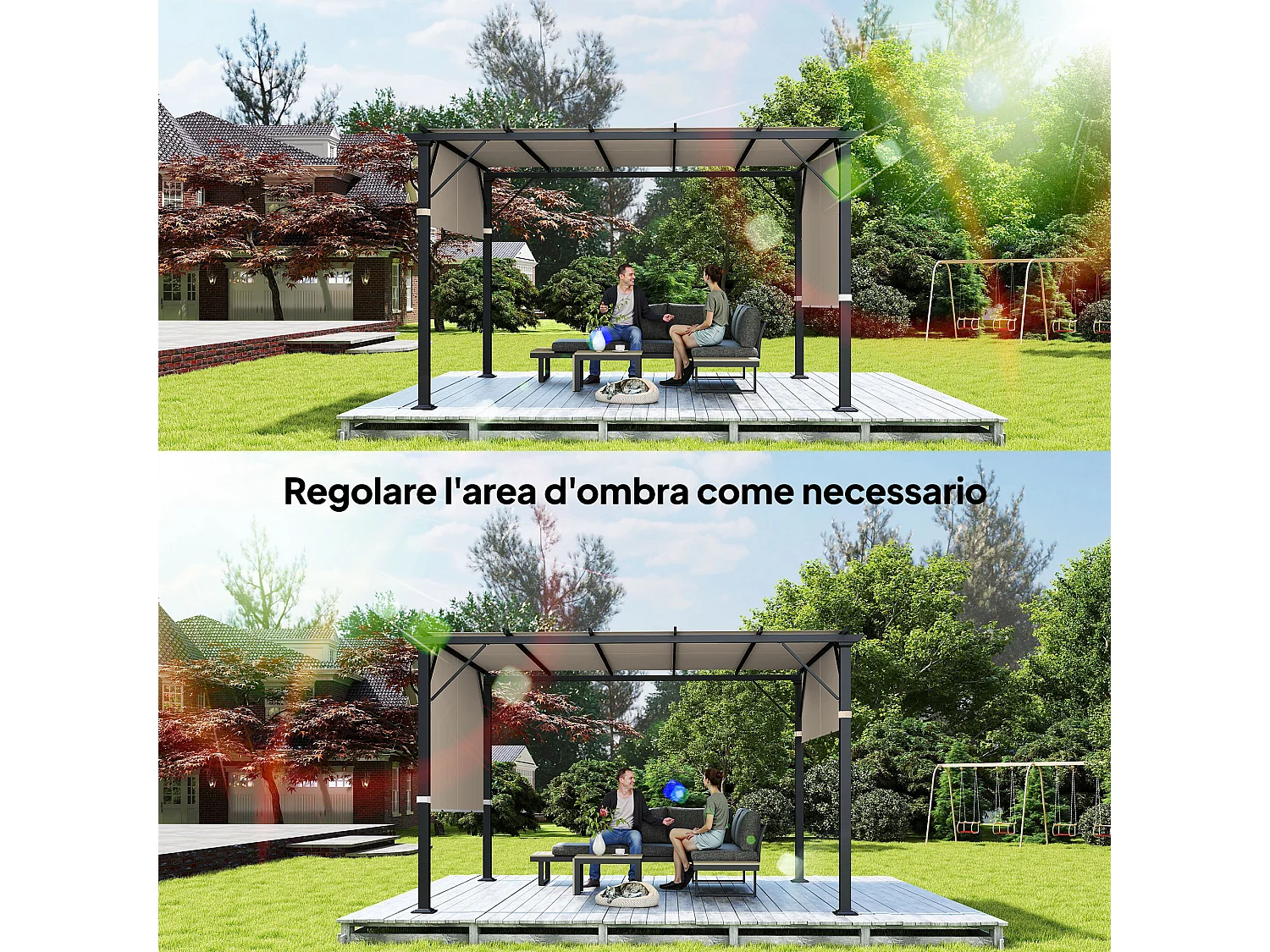 Telo per gazebo pergola 3x3m in poliestere colore cachi