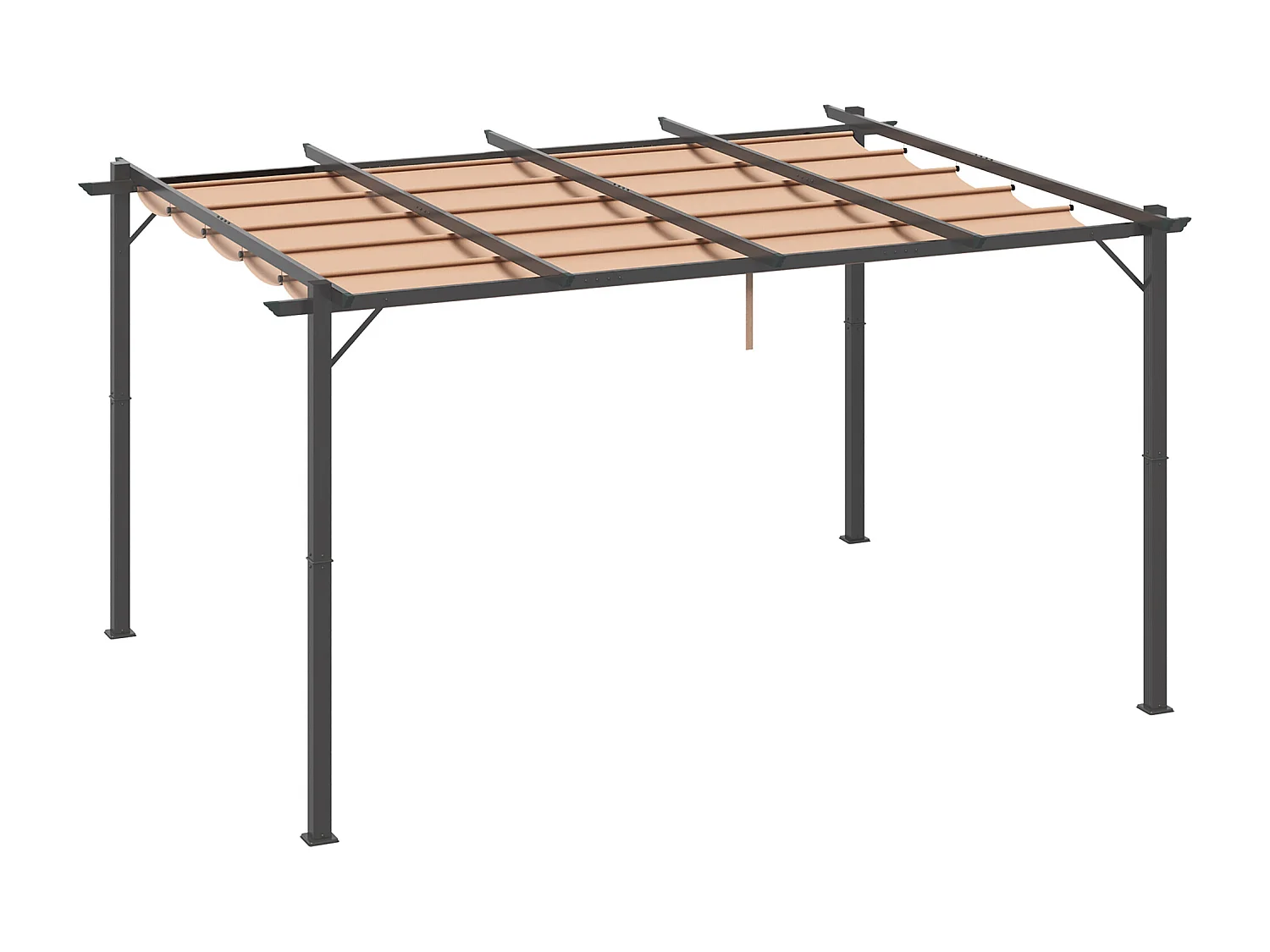 Gazebo 3x4m pergola da giardino con tetto e tenda scorrevole