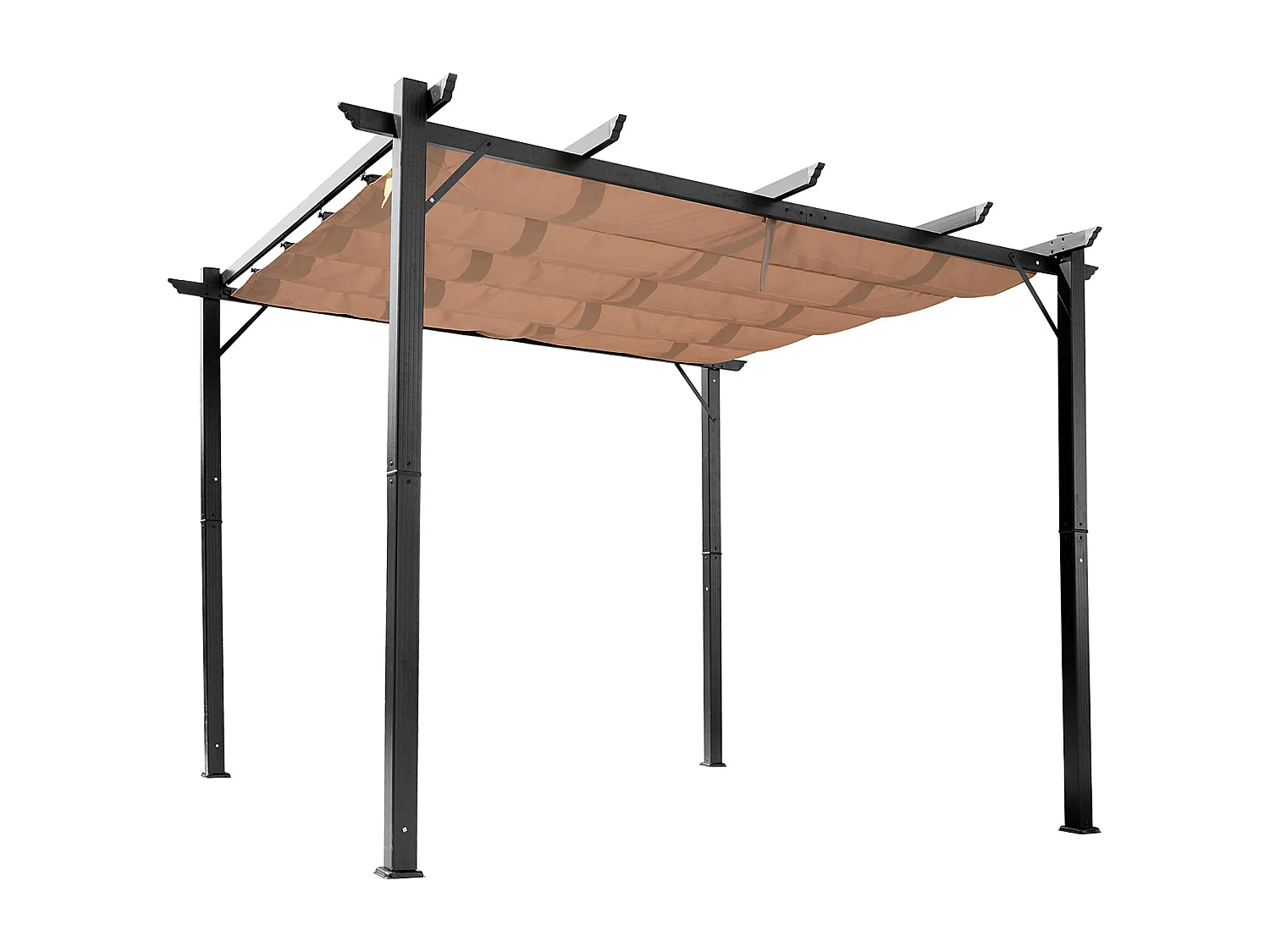 Gazebo 3x4m pergola da giardino con tetto e tenda scorrevole