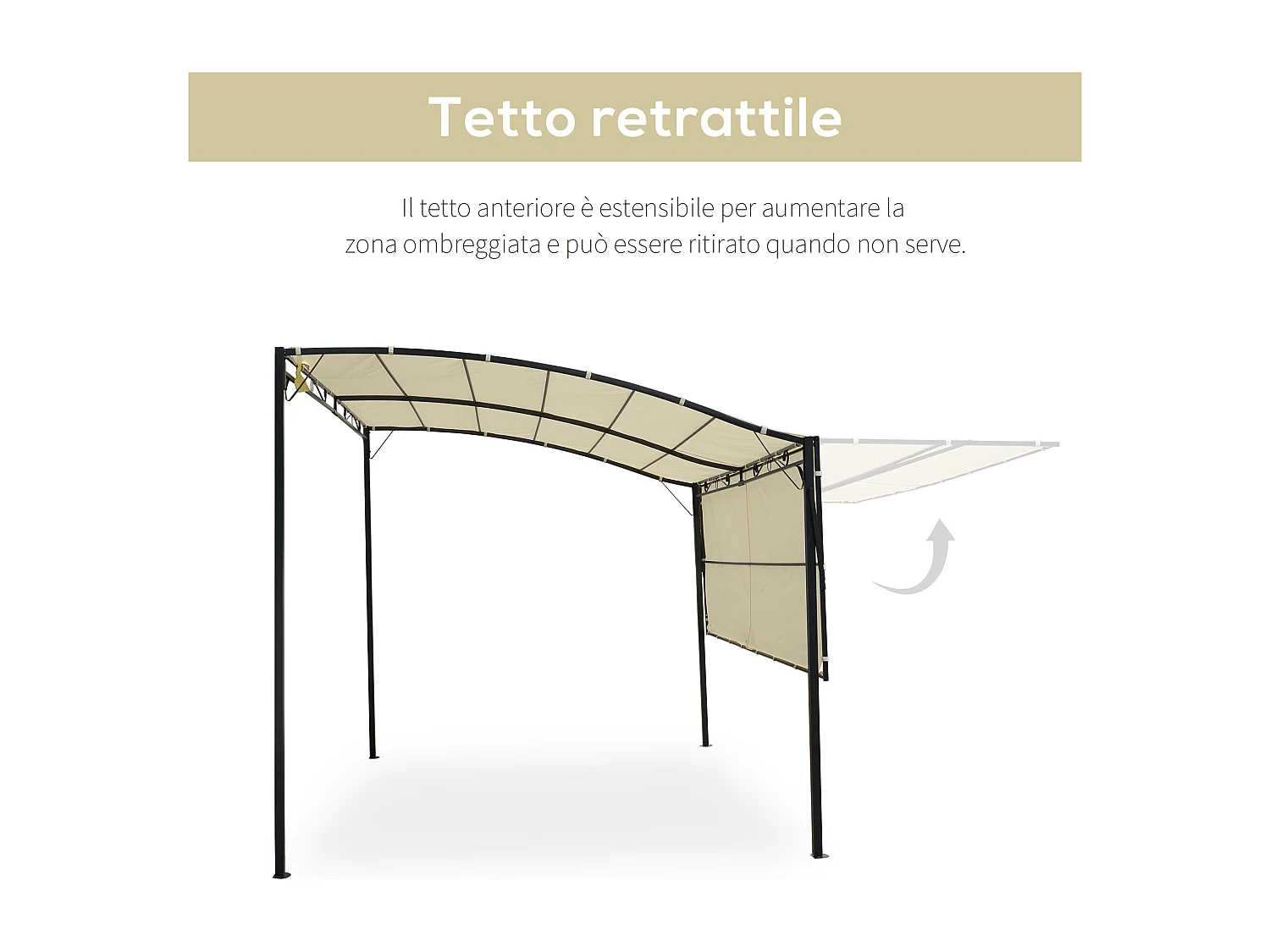 Gazebo pergola da giardino 3x2.5m con copertura in tessuto
