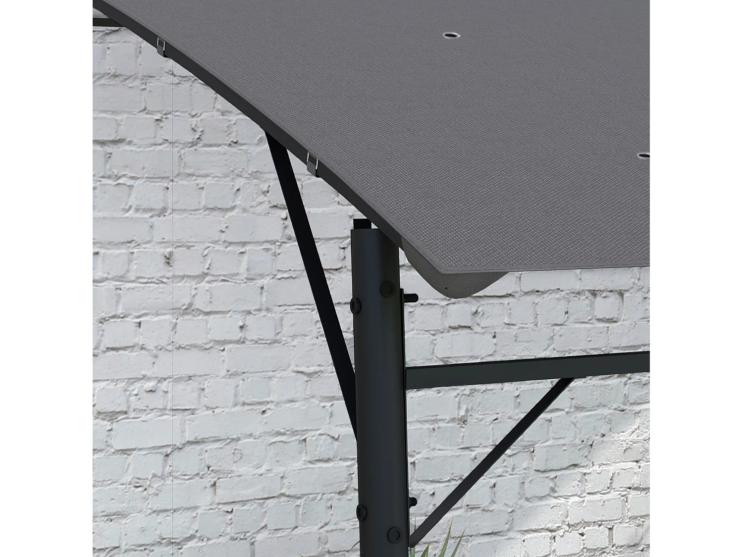 Pergola gazebo con 12 fori di drenaggio in metallo e poliestere grigio