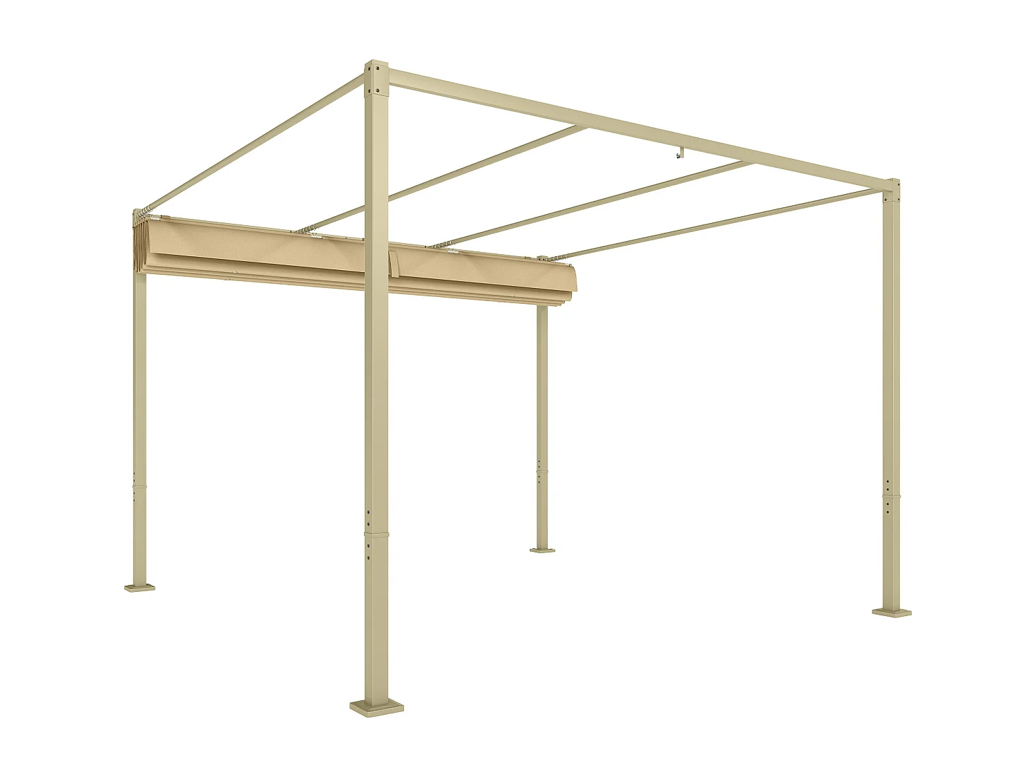 Gazebo pergola 3x3 m con tetto retrattile cachi e 8 viti e picchetti