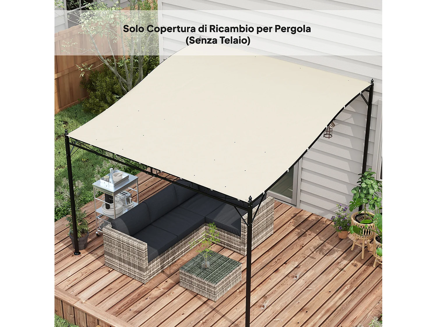 Telo di ricambio per pergola da giardino 2.5x3 m in poliestere beige