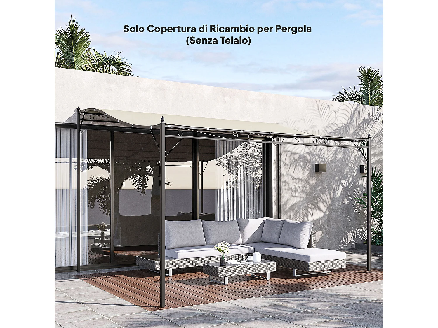 Telo di ricambio per pergola da giardino 2.5x3 m in poliestere beige