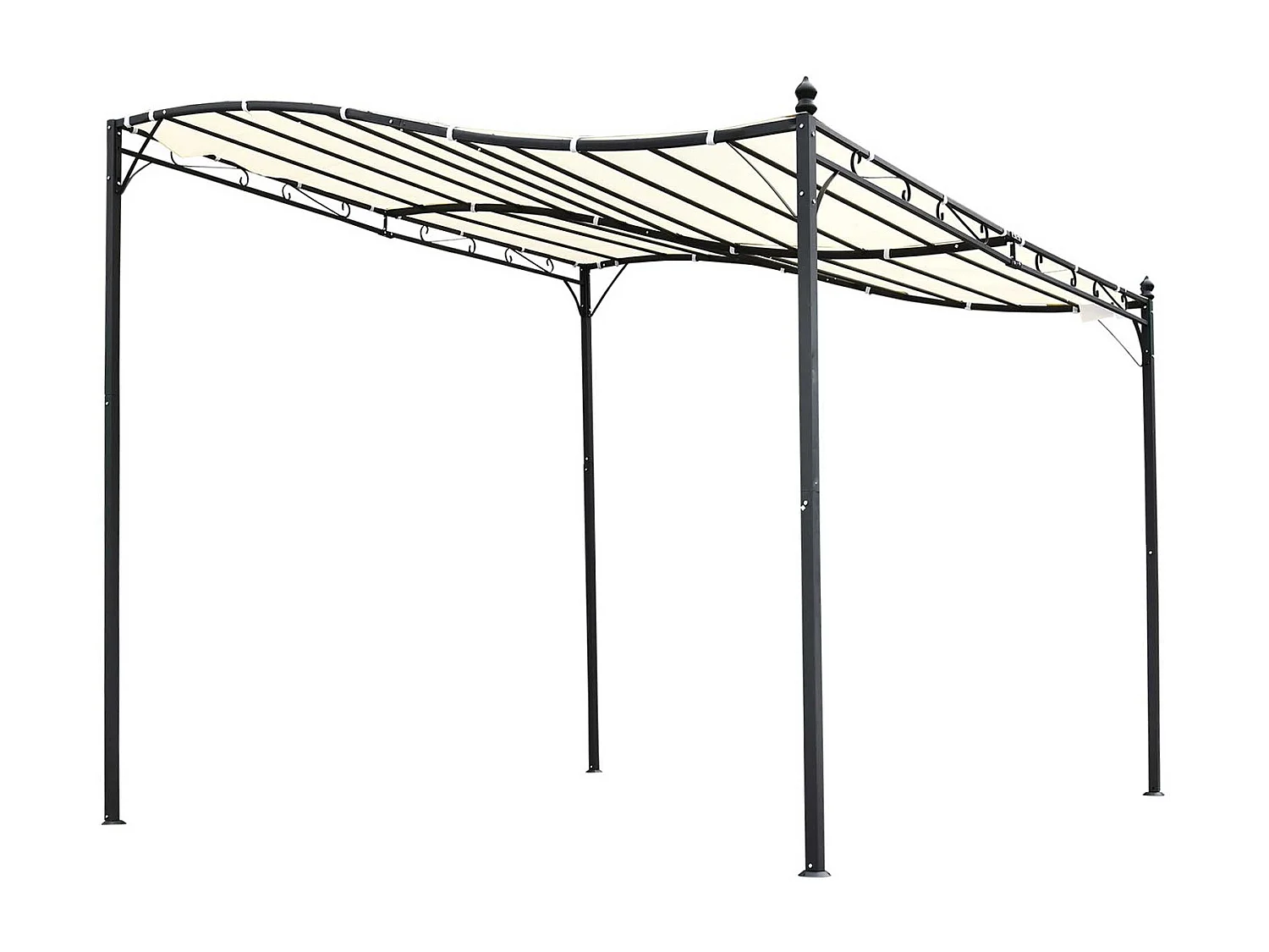 Gazebo pergola 3x3m giardino o terrazzo con tenda crema