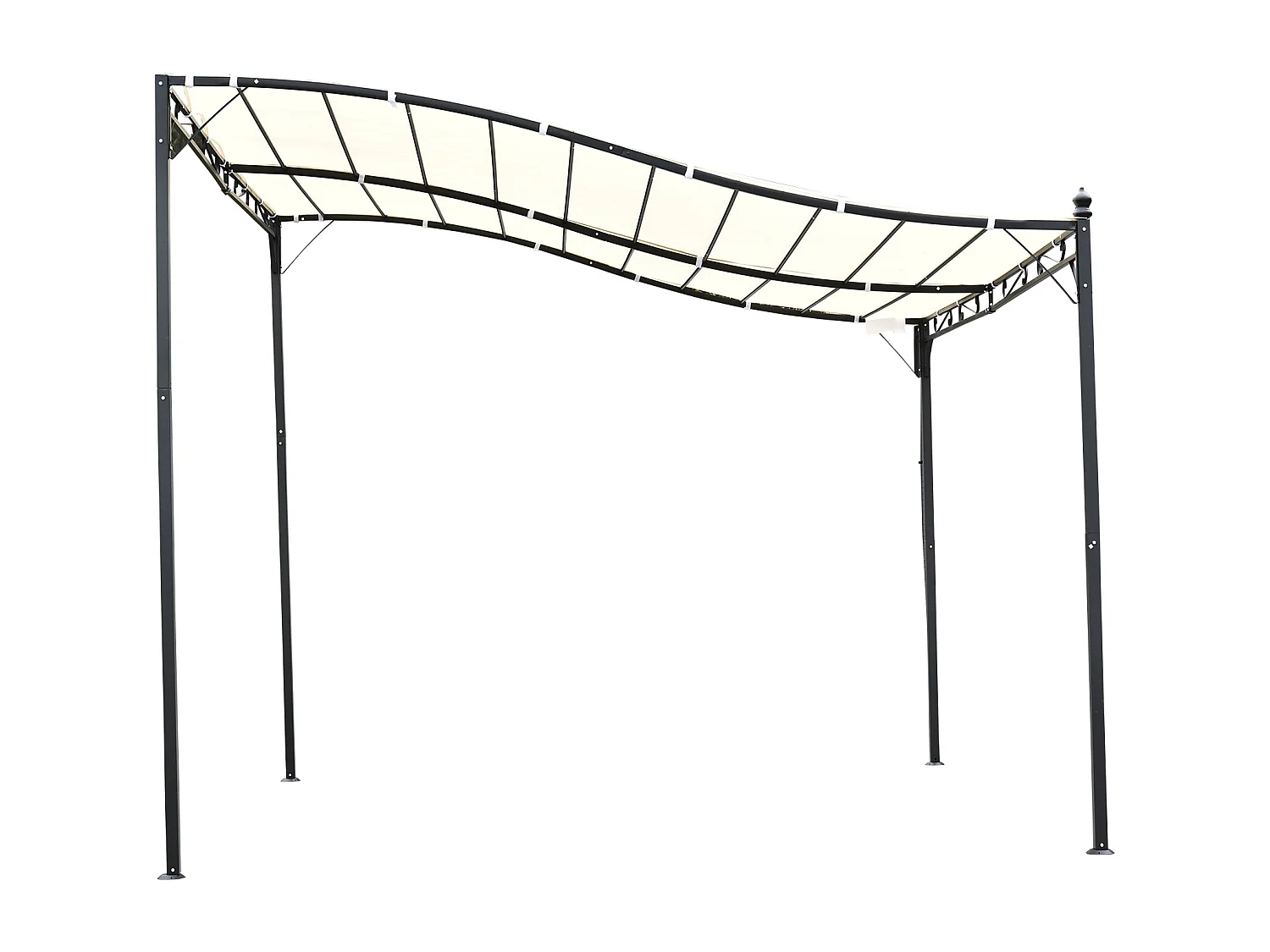 Gazebo pergola 3x3m giardino o terrazzo con tenda crema