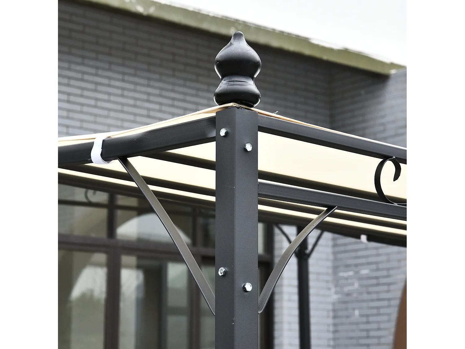 Gazebo pergola 3x3m giardino o terrazzo con tenda crema