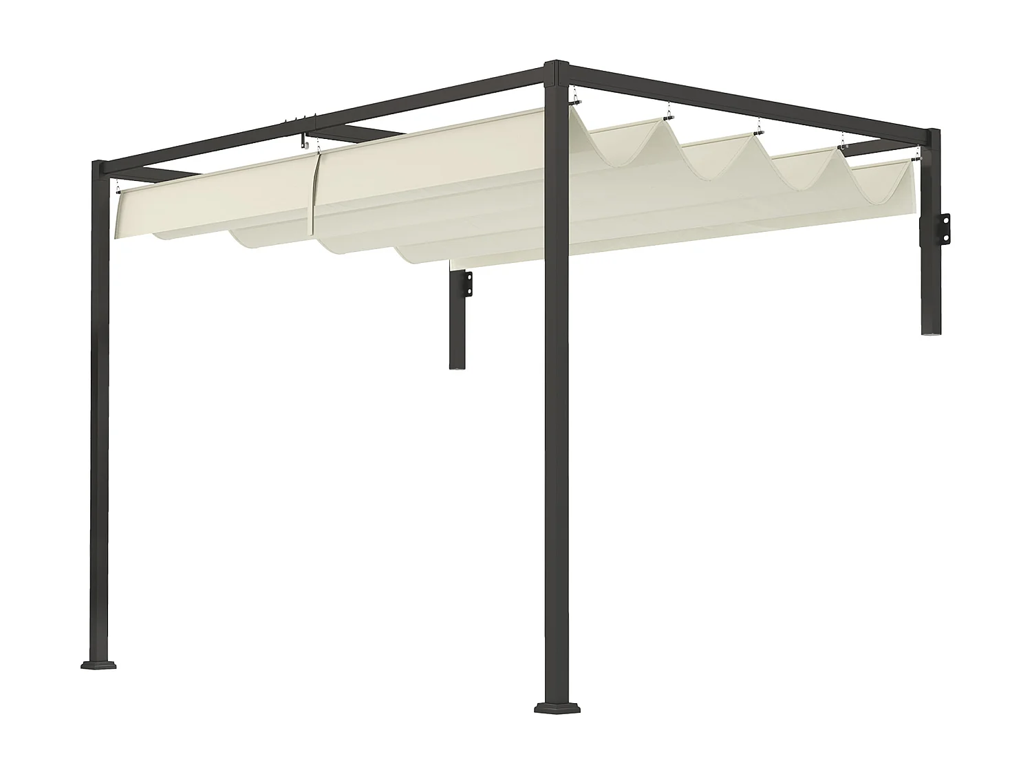 Pergola gazebo con tettuccio retrattile e fori di drenaggio crema