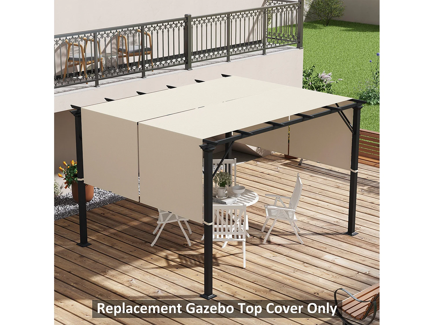 Telo per gazebo pergola 3x3m in poliestere color kaki