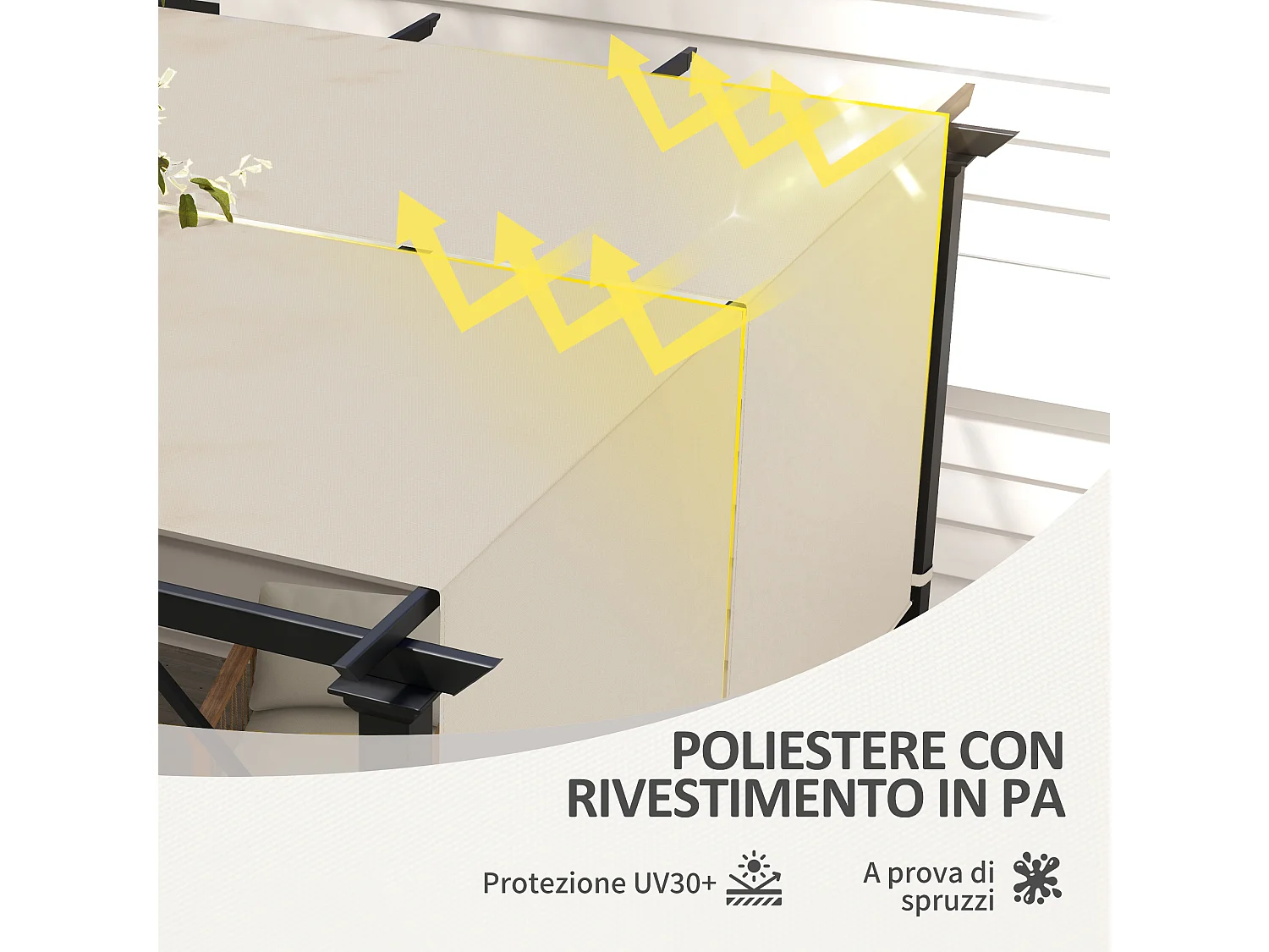 Telo per gazebo pergola 3x3m in poliestere color kaki