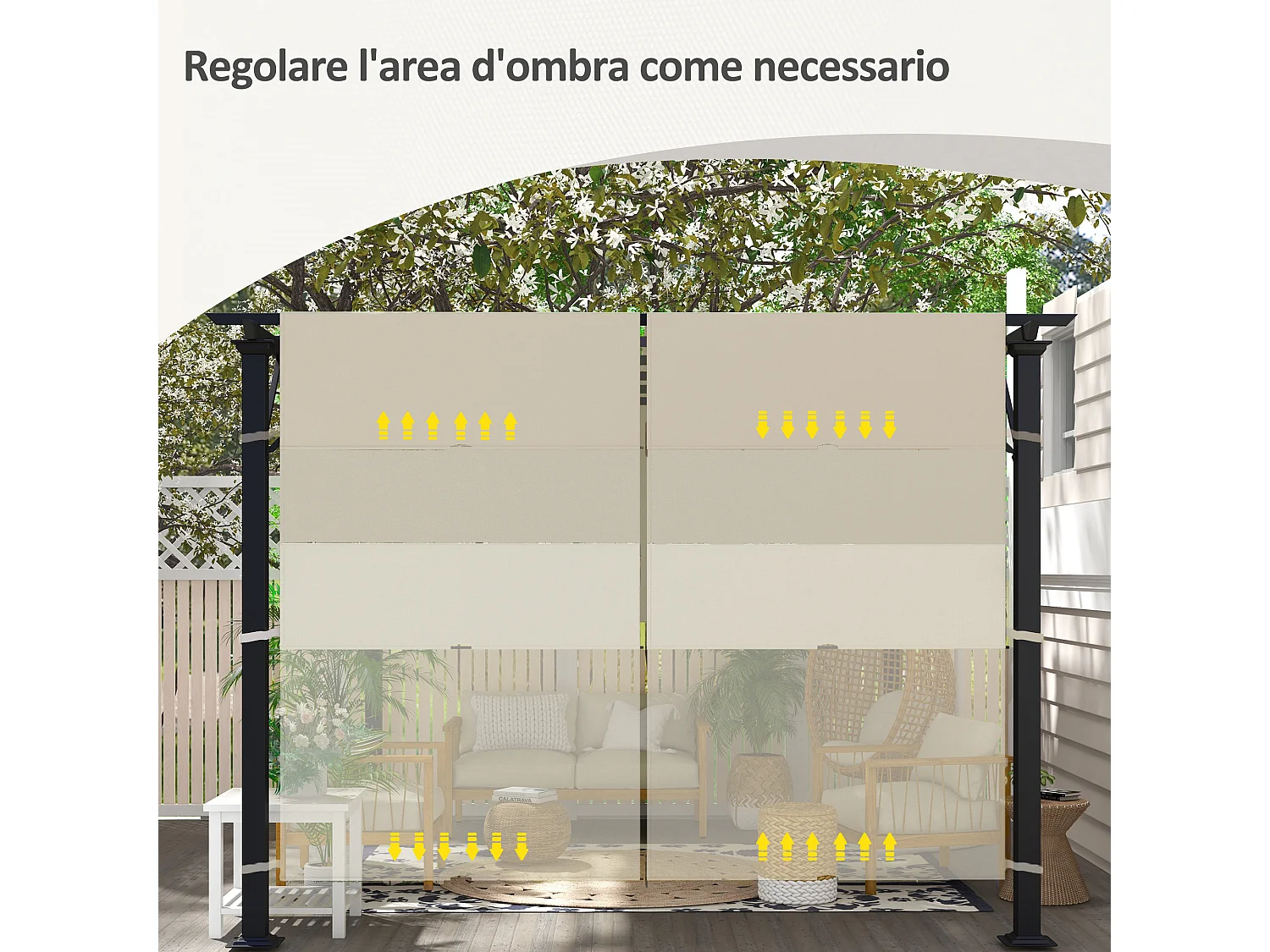 Telo per gazebo pergola 3x3m in poliestere color kaki