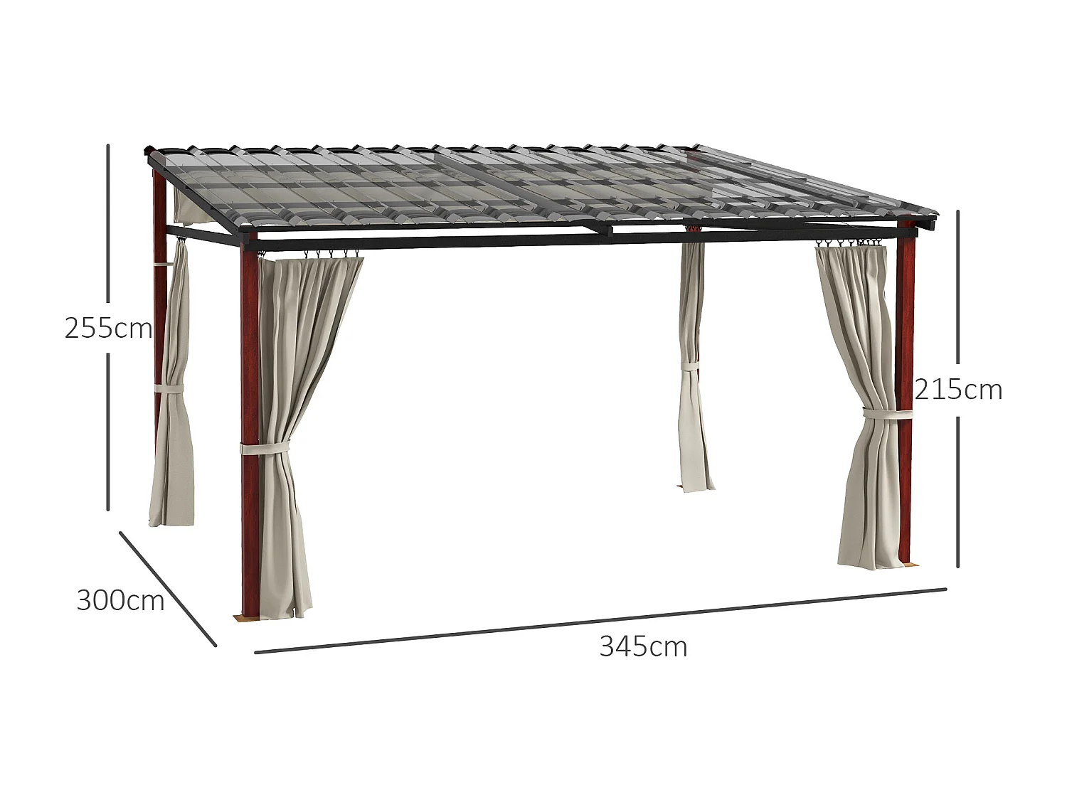 Pergola da giardino con pareti laterali e tetto retrattile bianco