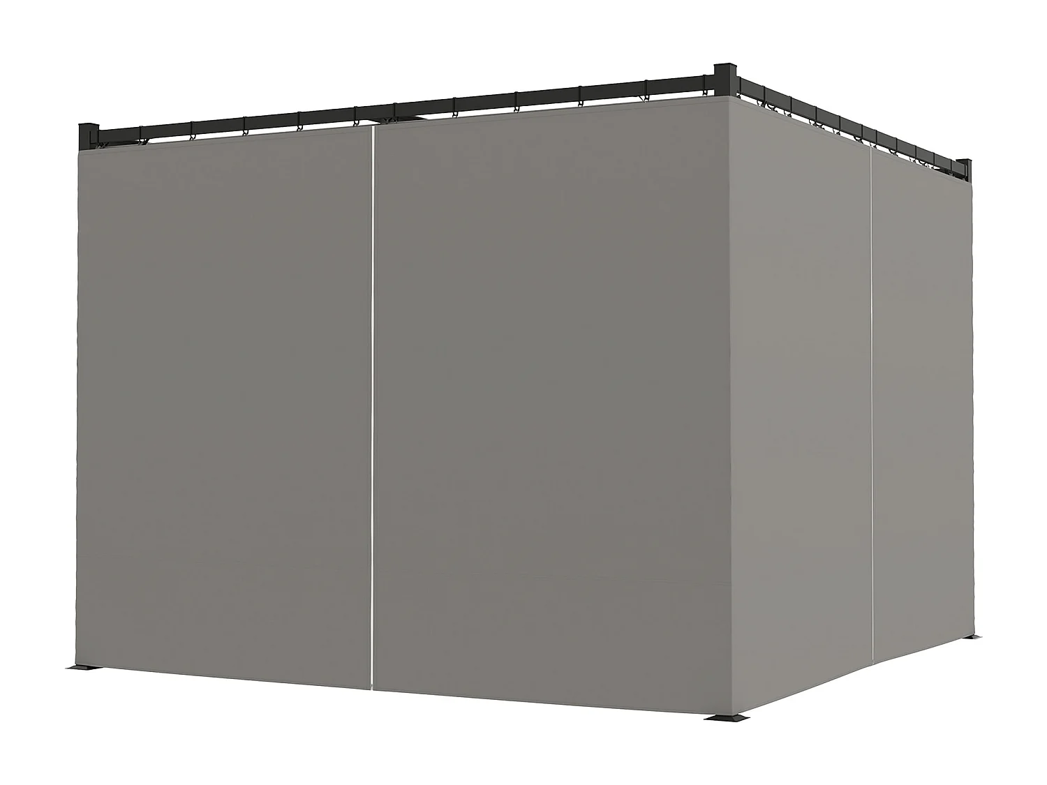 Pergola da giardino con pareti laterali in metallo grigio chiaro