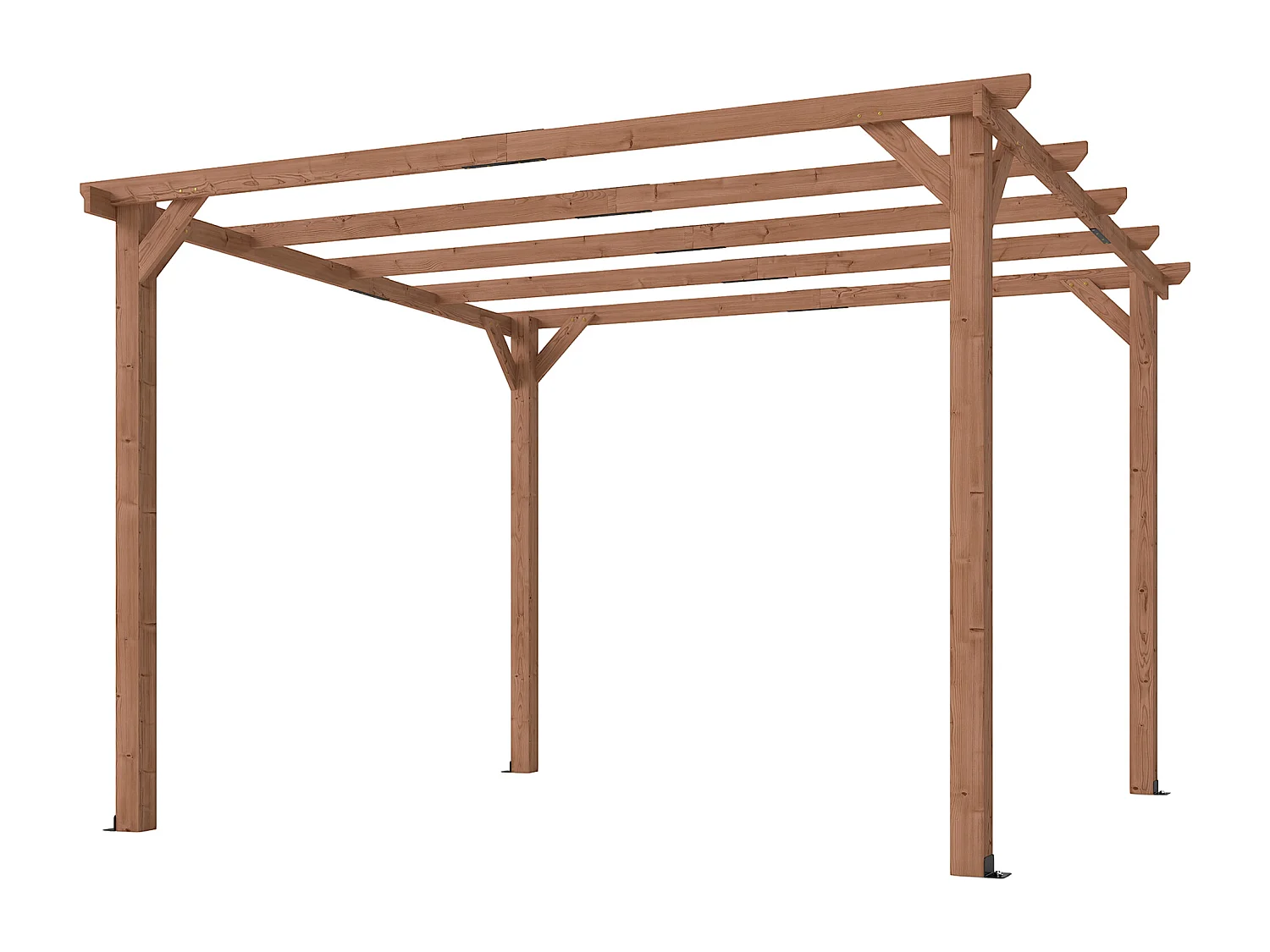 Pergola da giardino 3x3 m con 5 travi e supporti triangolari in legno