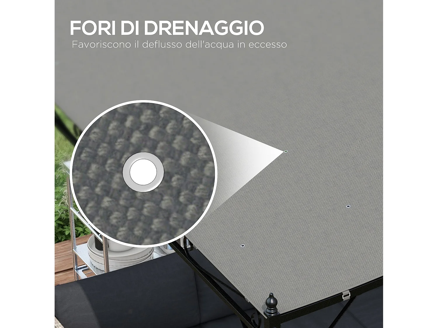 Telo di ricambio per pergola da giardino 3x3 m in poliestere grigio