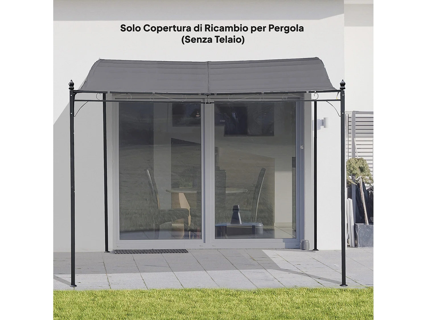 Telo di ricambio per pergola da giardino 3x3 m in poliestere grigio