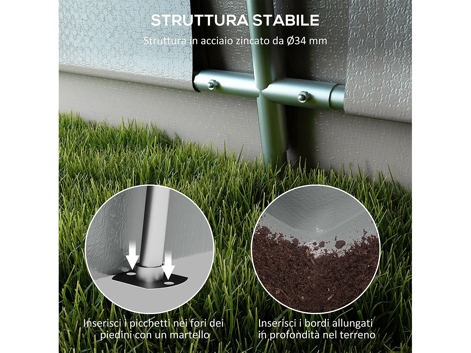 Tendone per auto e feste con 2 finestre laterali in acciaio pe grigio