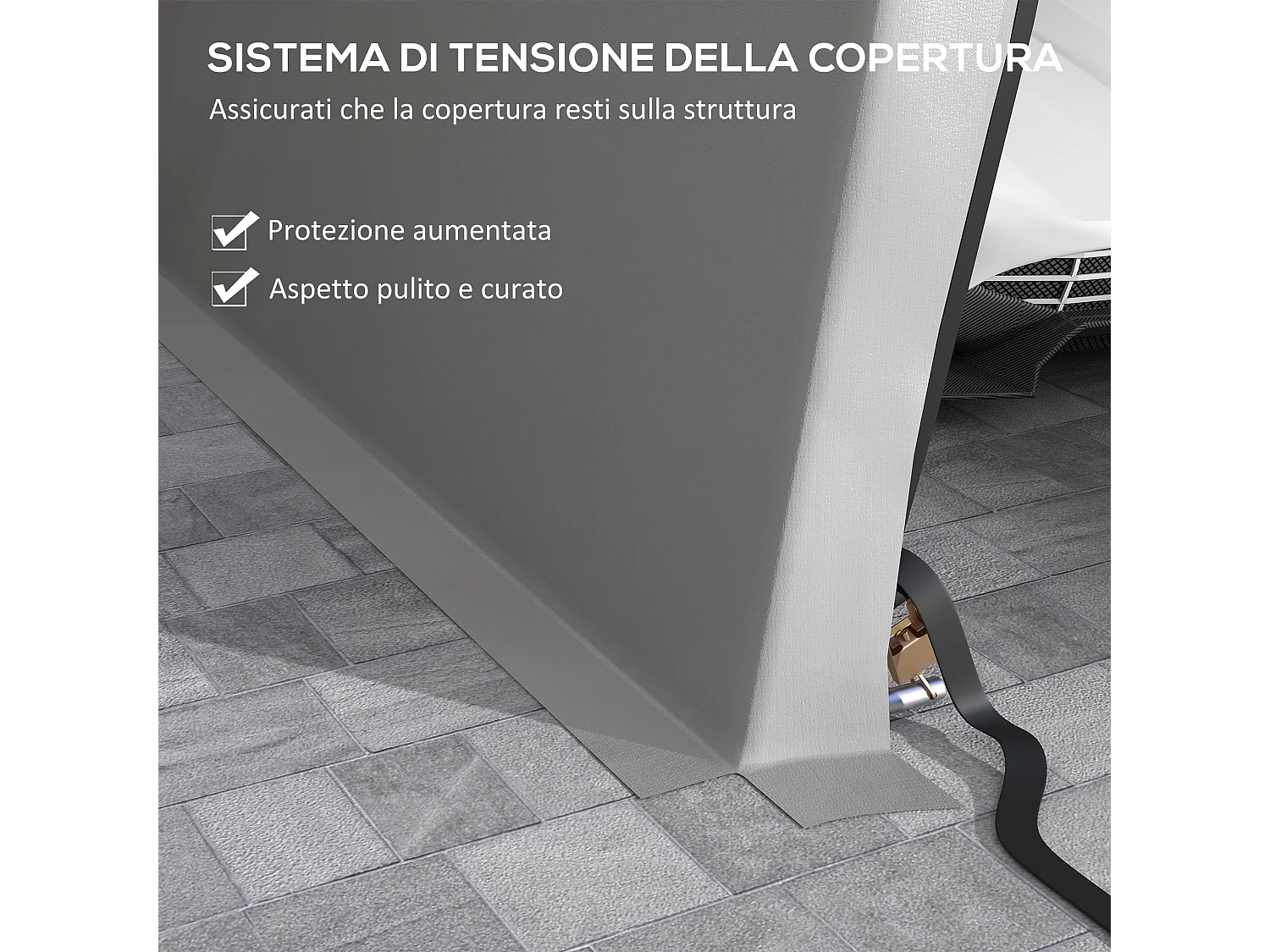 Tendone per auto e feste con 2 finestre laterali in acciaio pe grigio