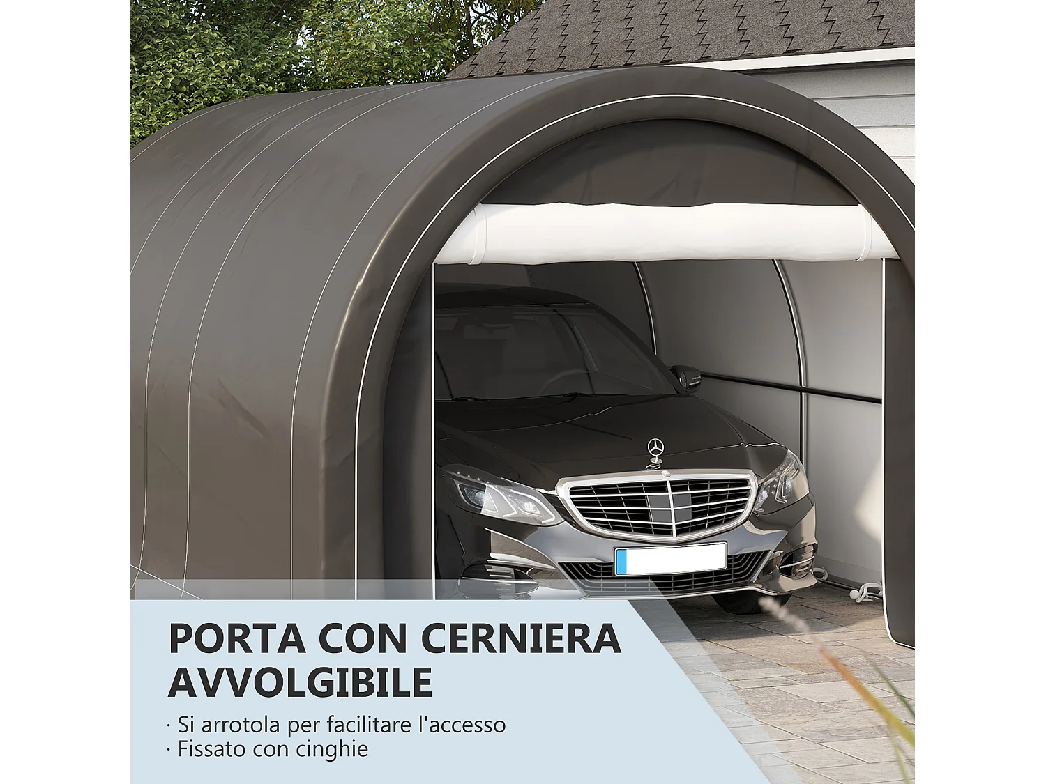 Tendone per auto e attrezzi in acciaio zincato e pe grigio