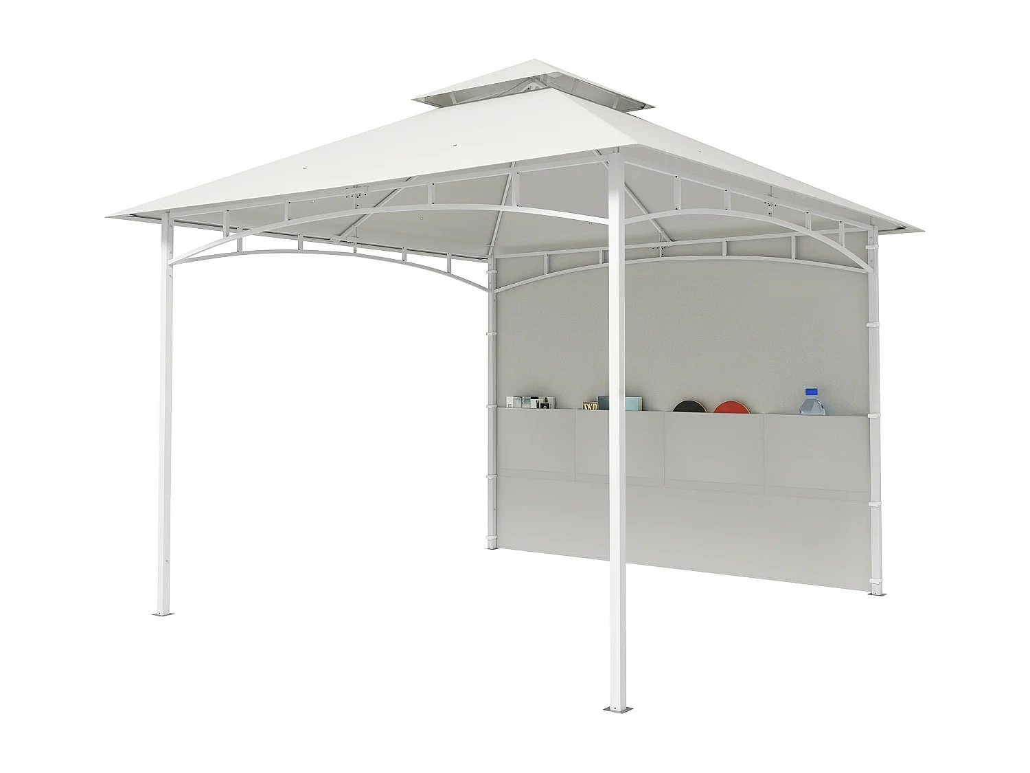 Gazebo da giardino 3x3 m con tasche portaoggetti bianco crema