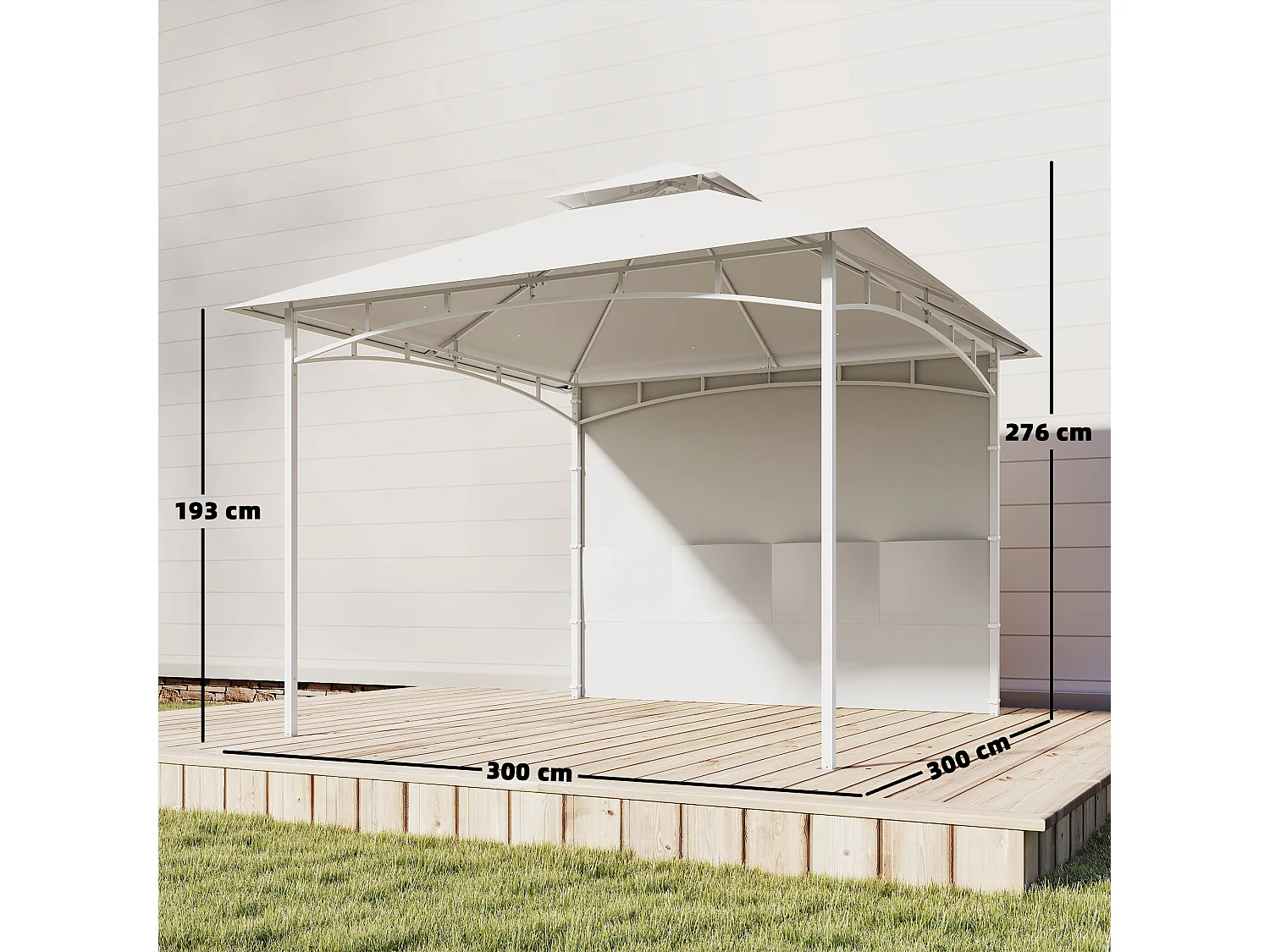 Gazebo da giardino 3x3 m con tasche portaoggetti bianco crema