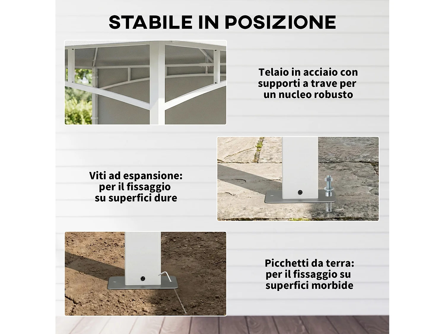 Gazebo da giardino 3x3 m con tasche portaoggetti bianco crema