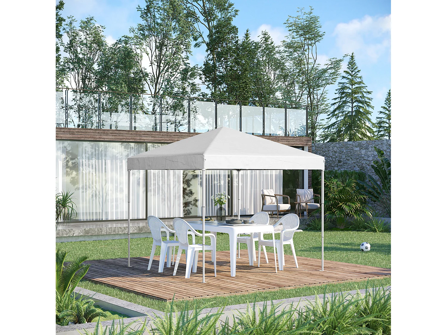 Gazebo pieghevole 2.5 x 2.5m in acciaio e tessuto oxford