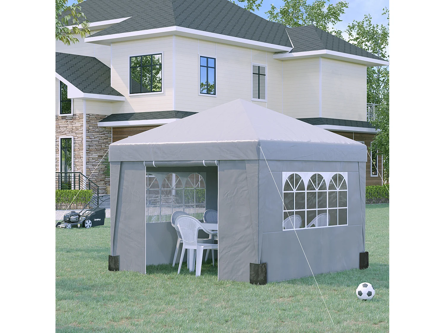 Gazebo pieghevole 3x3 m ad altezza regolabile grigio chiaro