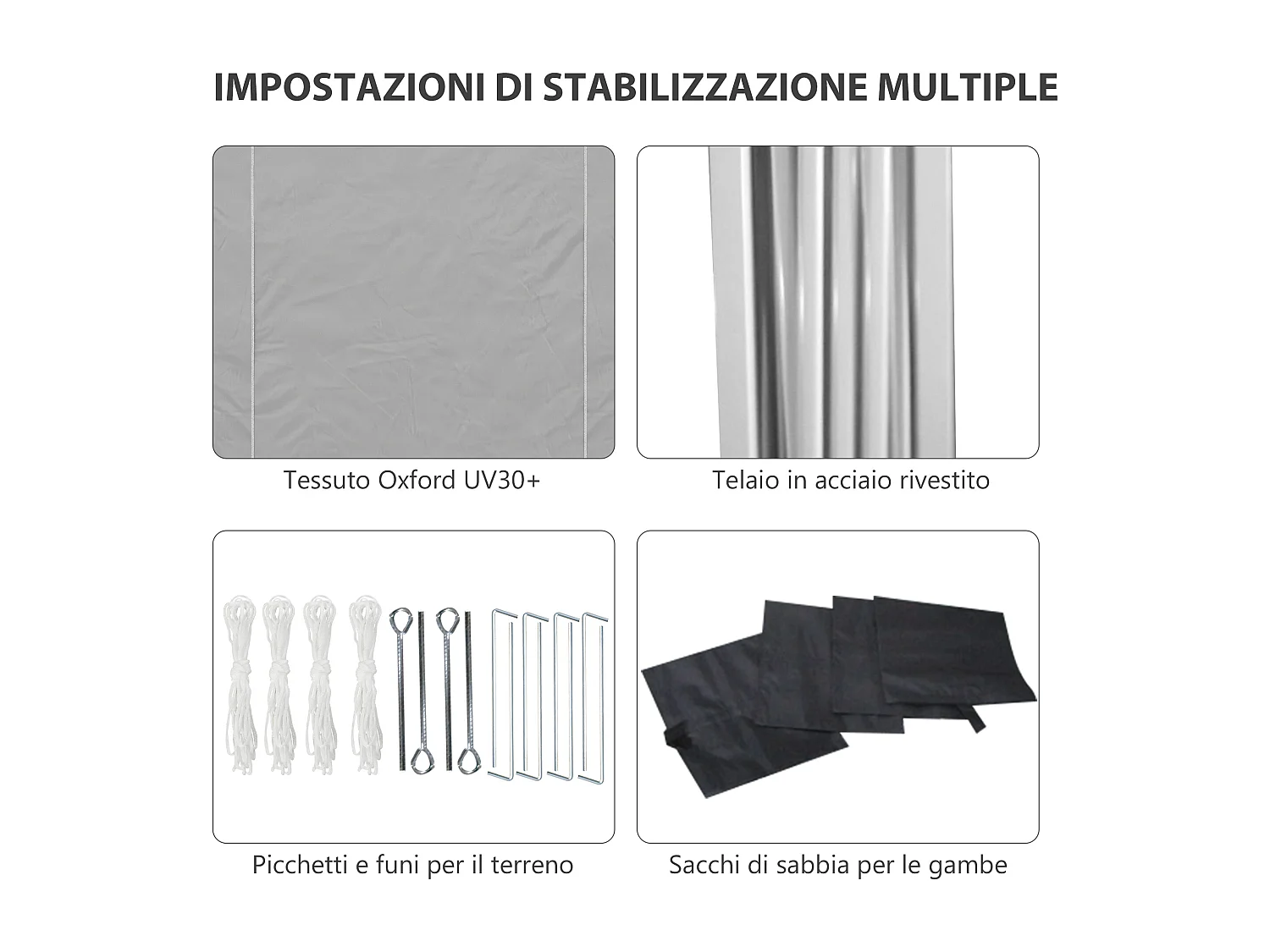 Gazebo pieghevole 3x3 m ad altezza regolabile grigio chiaro