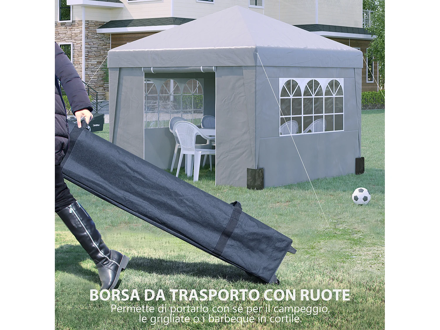 Gazebo pieghevole 3x3 m ad altezza regolabile grigio chiaro
