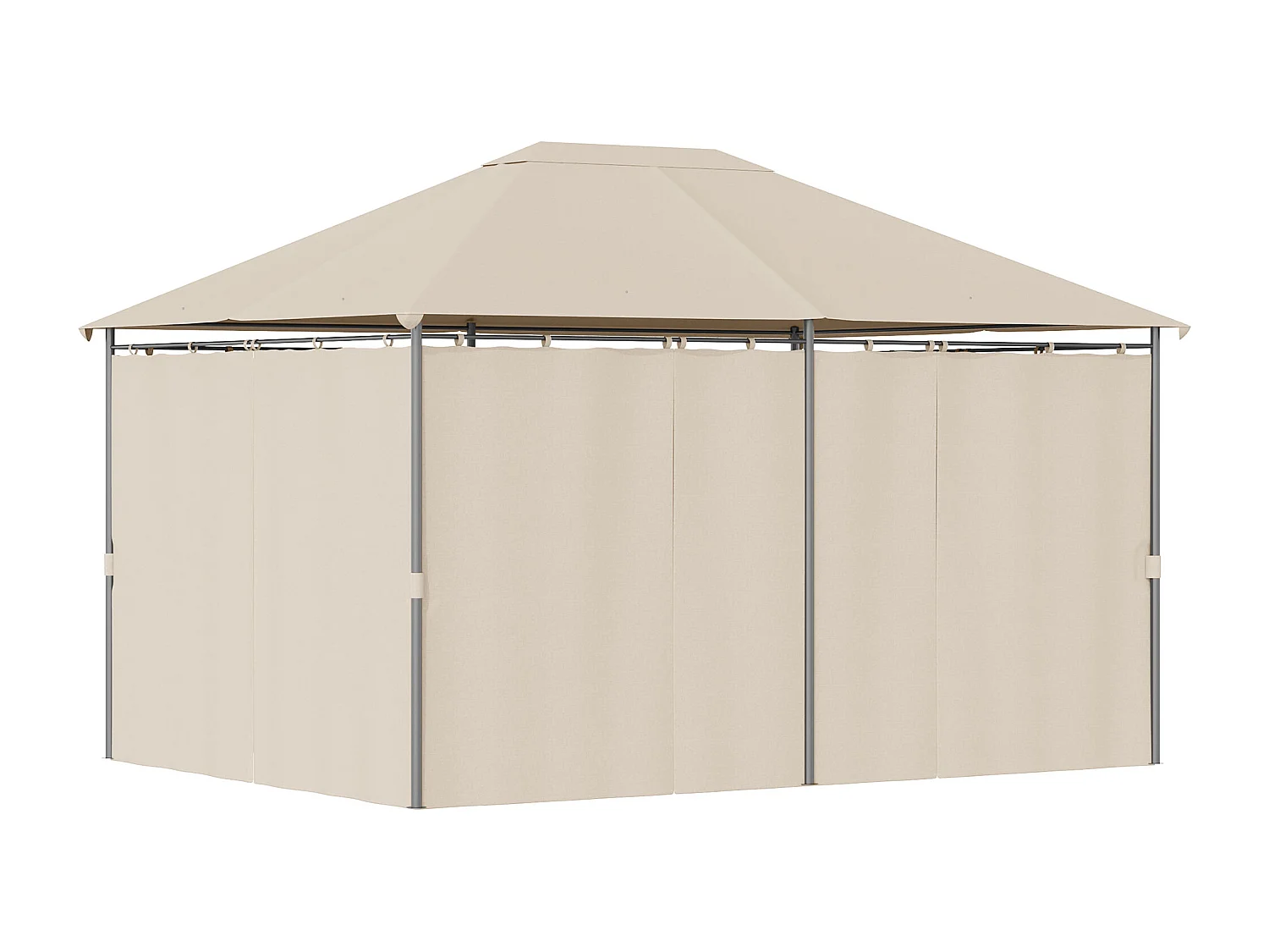 Gazebo da giardino 4x3m con 6 tende in poliestere beige