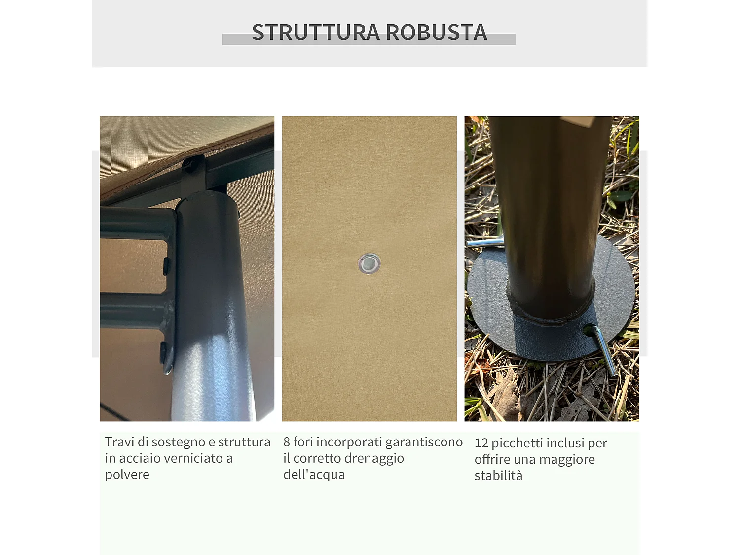 Gazebo da giardino 4x3m con 6 tende in poliestere beige