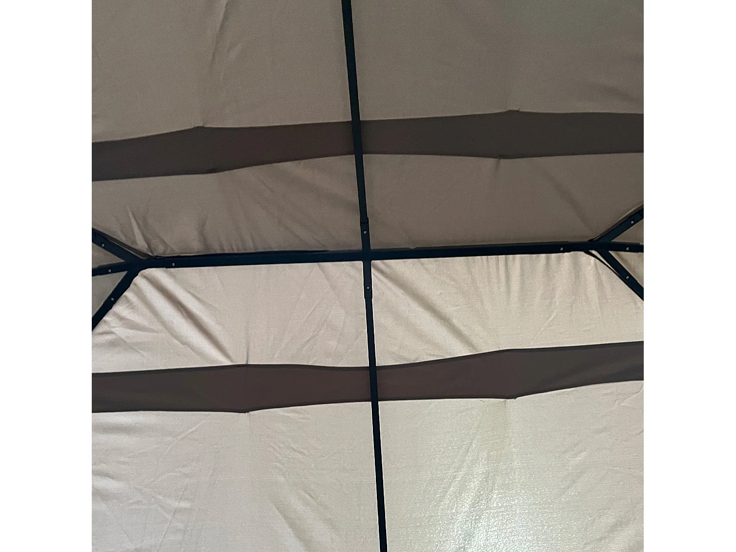 Gazebo da giardino 4x3m con 6 tende in poliestere beige