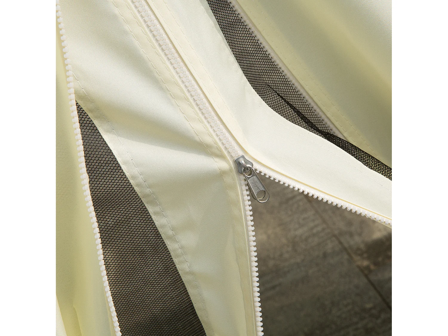 Gazebo da giardino 4x3 m con zanzariera e tende parasole crema