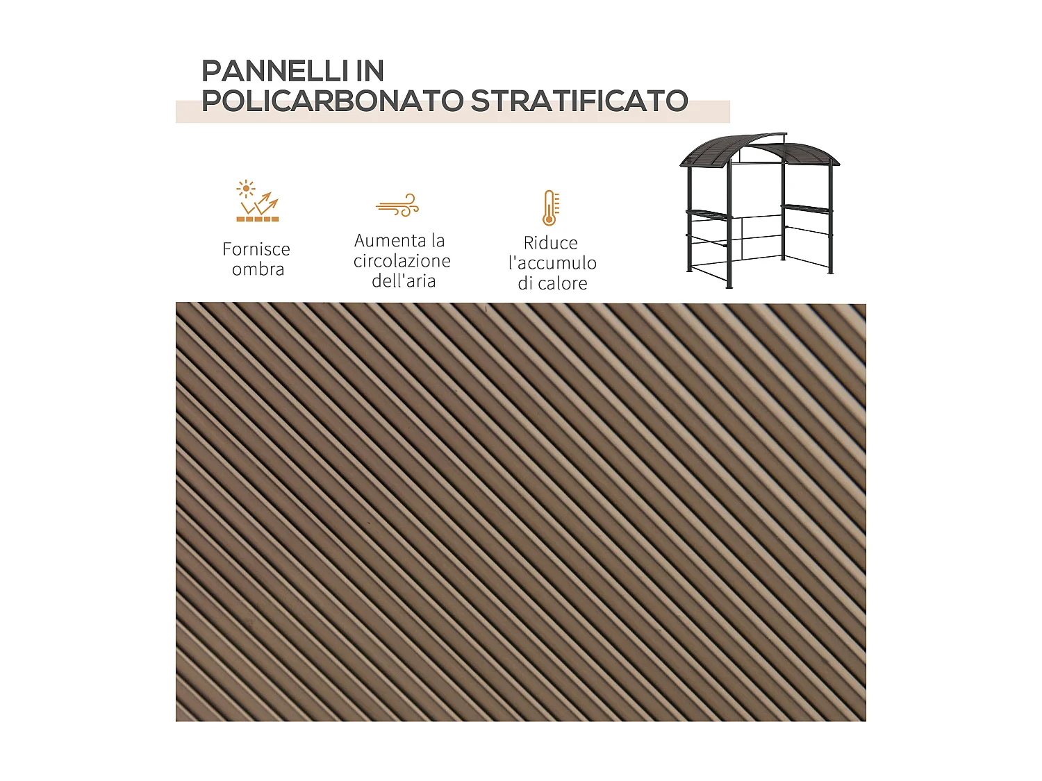 Gazebo per barbecue con ripiani portaoggetti in acciaio grigio