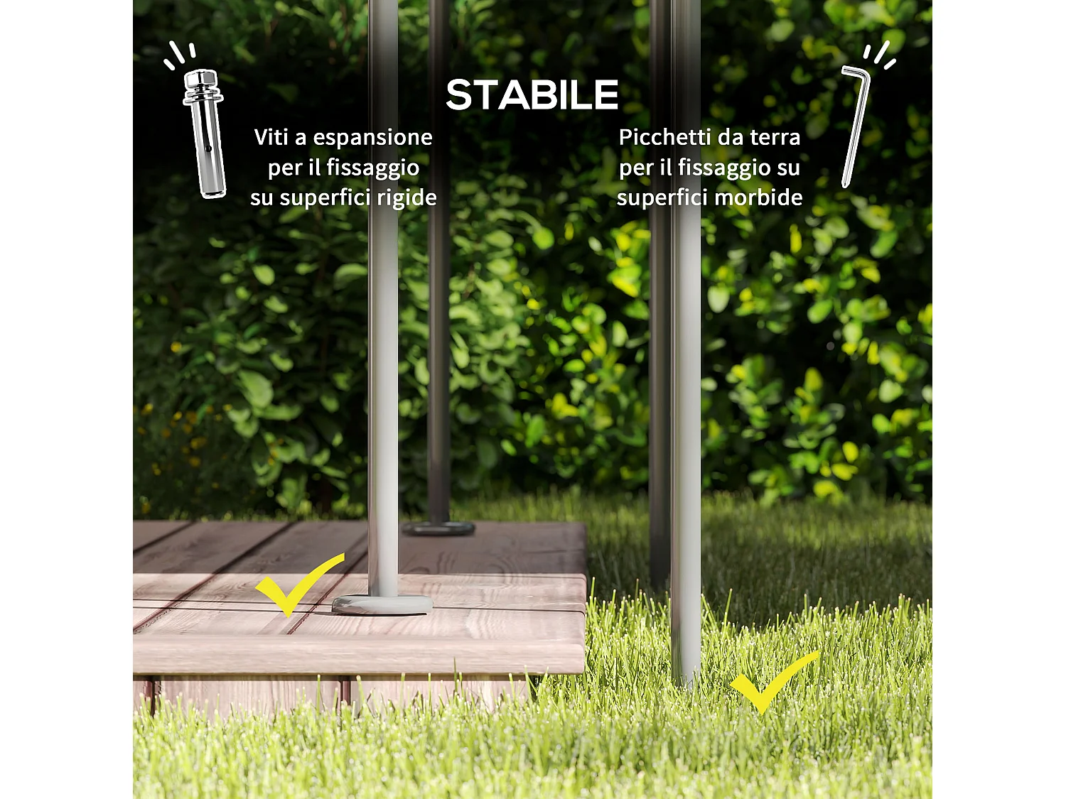 Gazebo da giardino 3x4 m con tende rimovibili e doppio tetto grigio