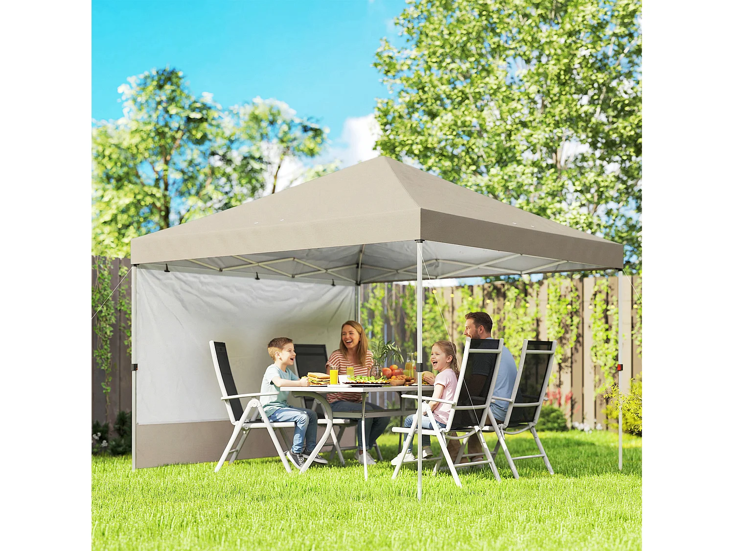 Gazebo pop-up con parete laterale impermeabile beige