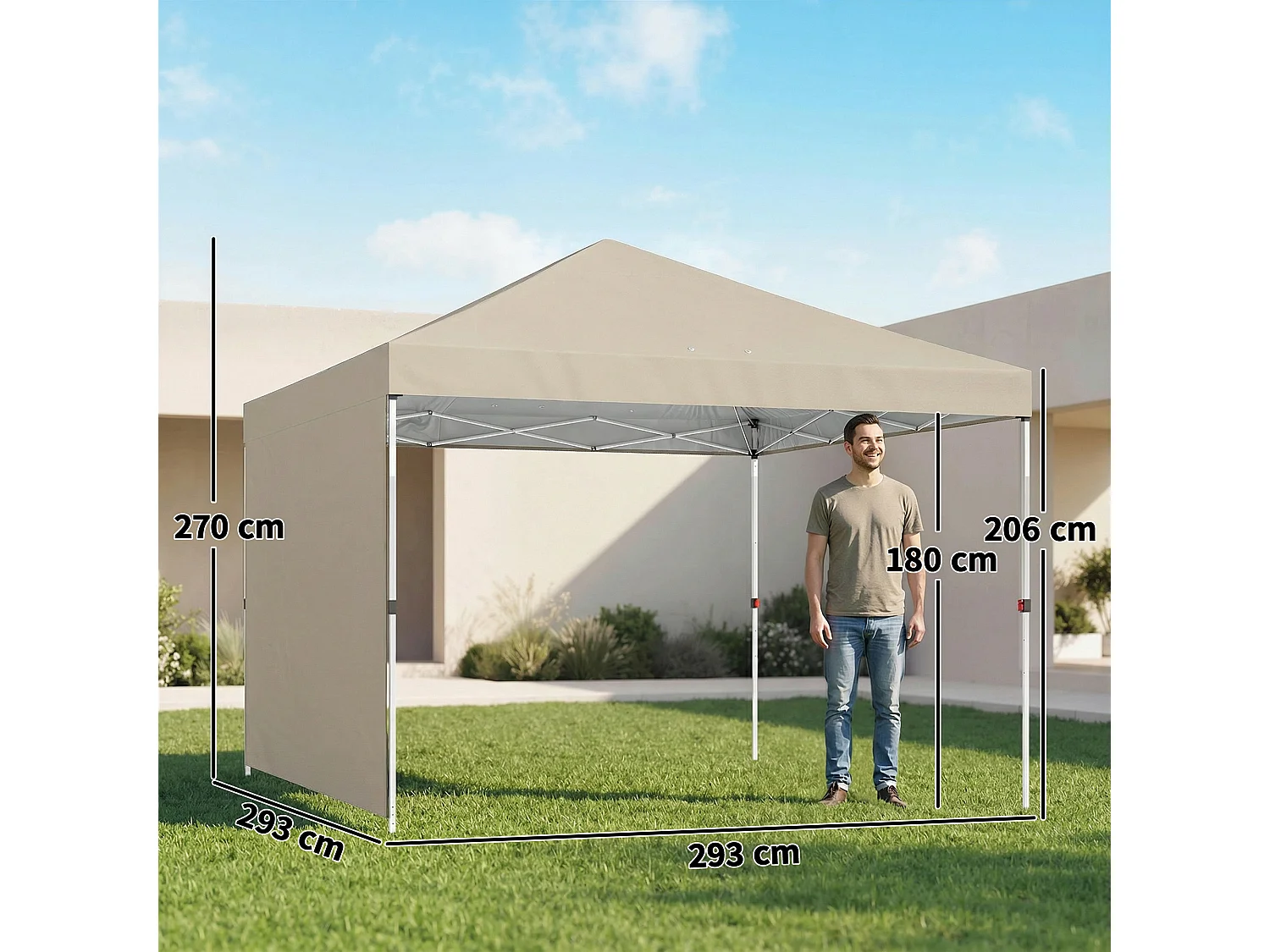 Gazebo pop-up con parete laterale impermeabile beige