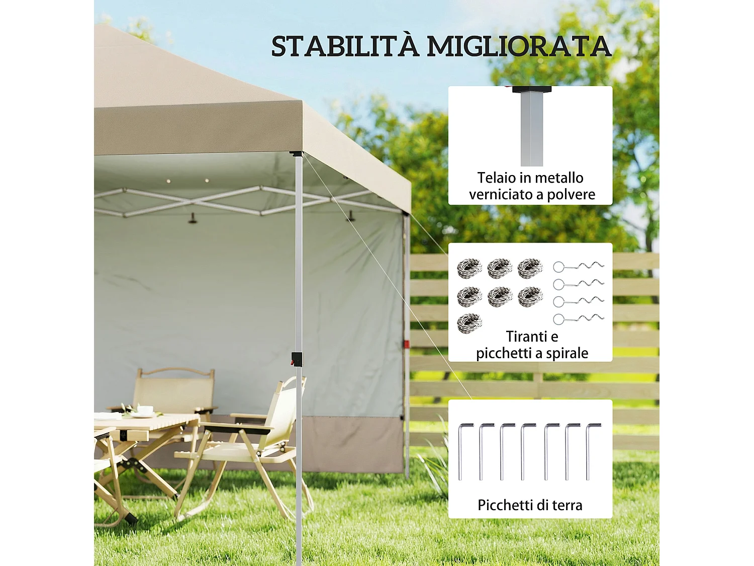 Gazebo pop-up con parete laterale impermeabile beige