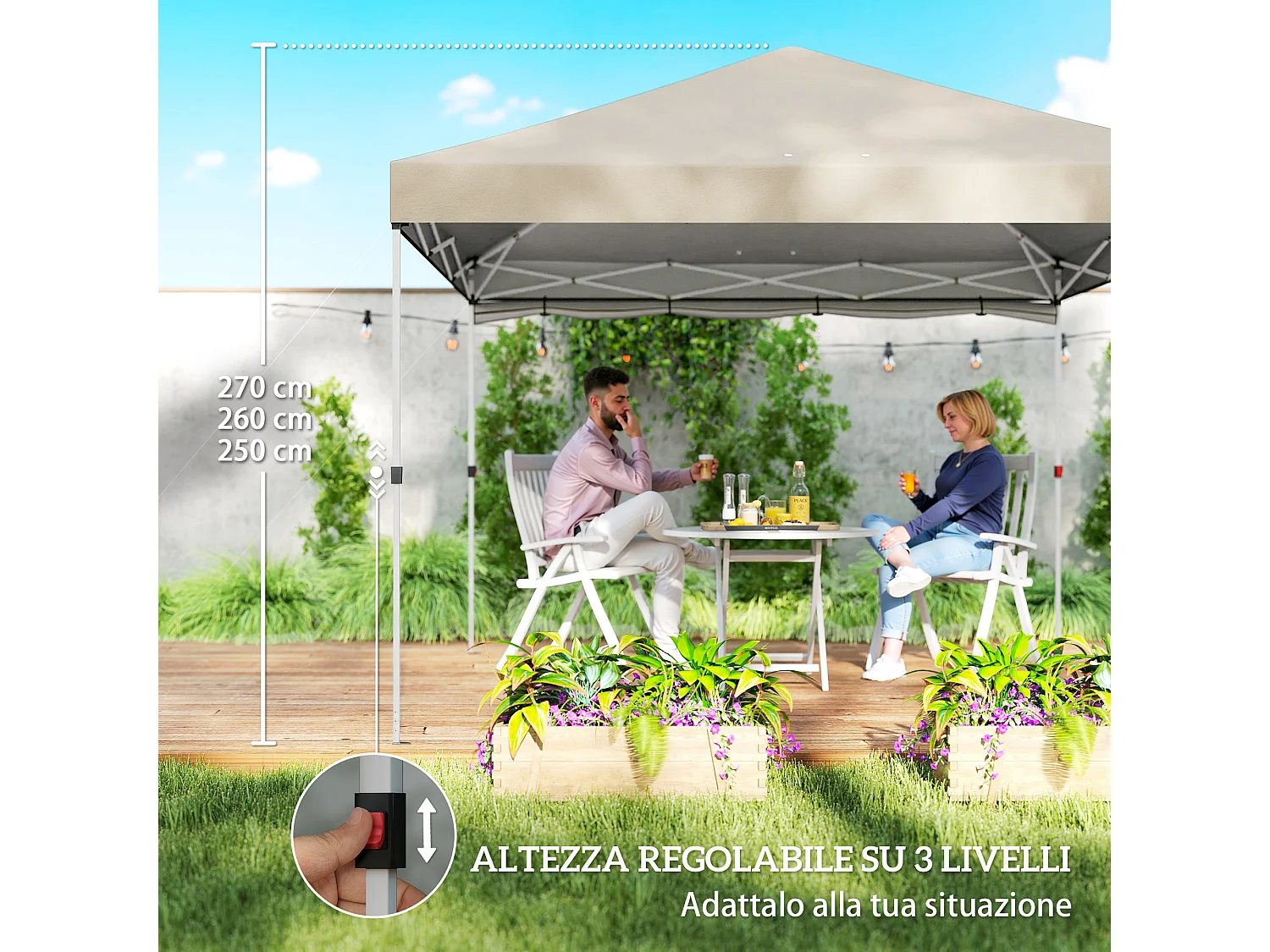 Gazebo pop-up con parete laterale impermeabile beige