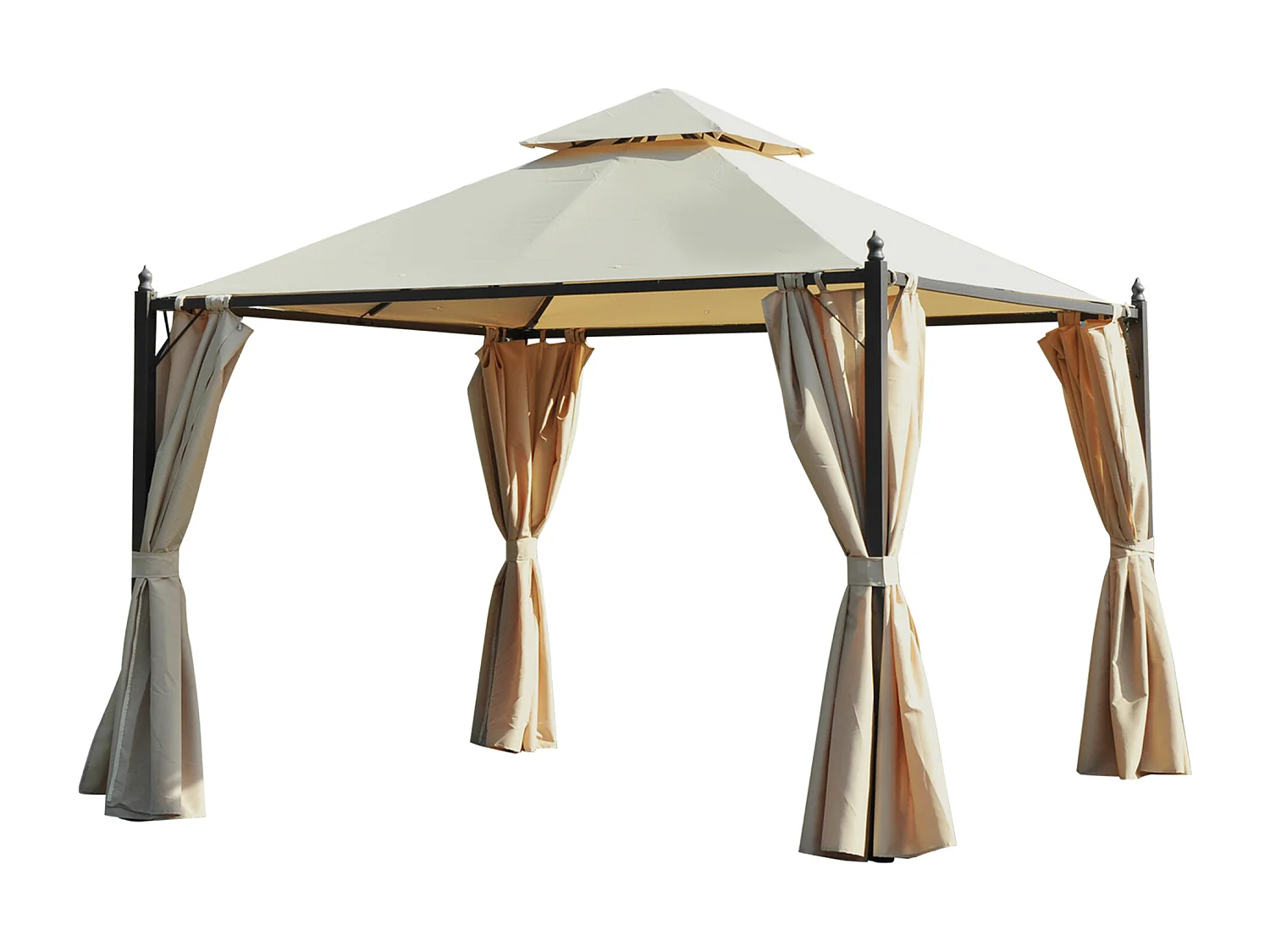 Gazebo da giardino 3x3m con 4 tende laterali beige