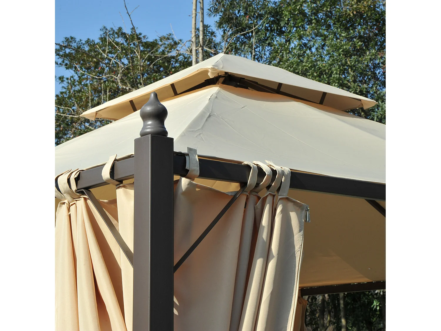 Gazebo da giardino 3x3m con 4 tende laterali beige