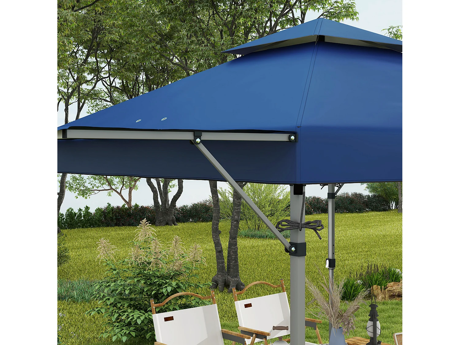 Gazebo pieghevole con pareti estensibili e altezza regolabile blu