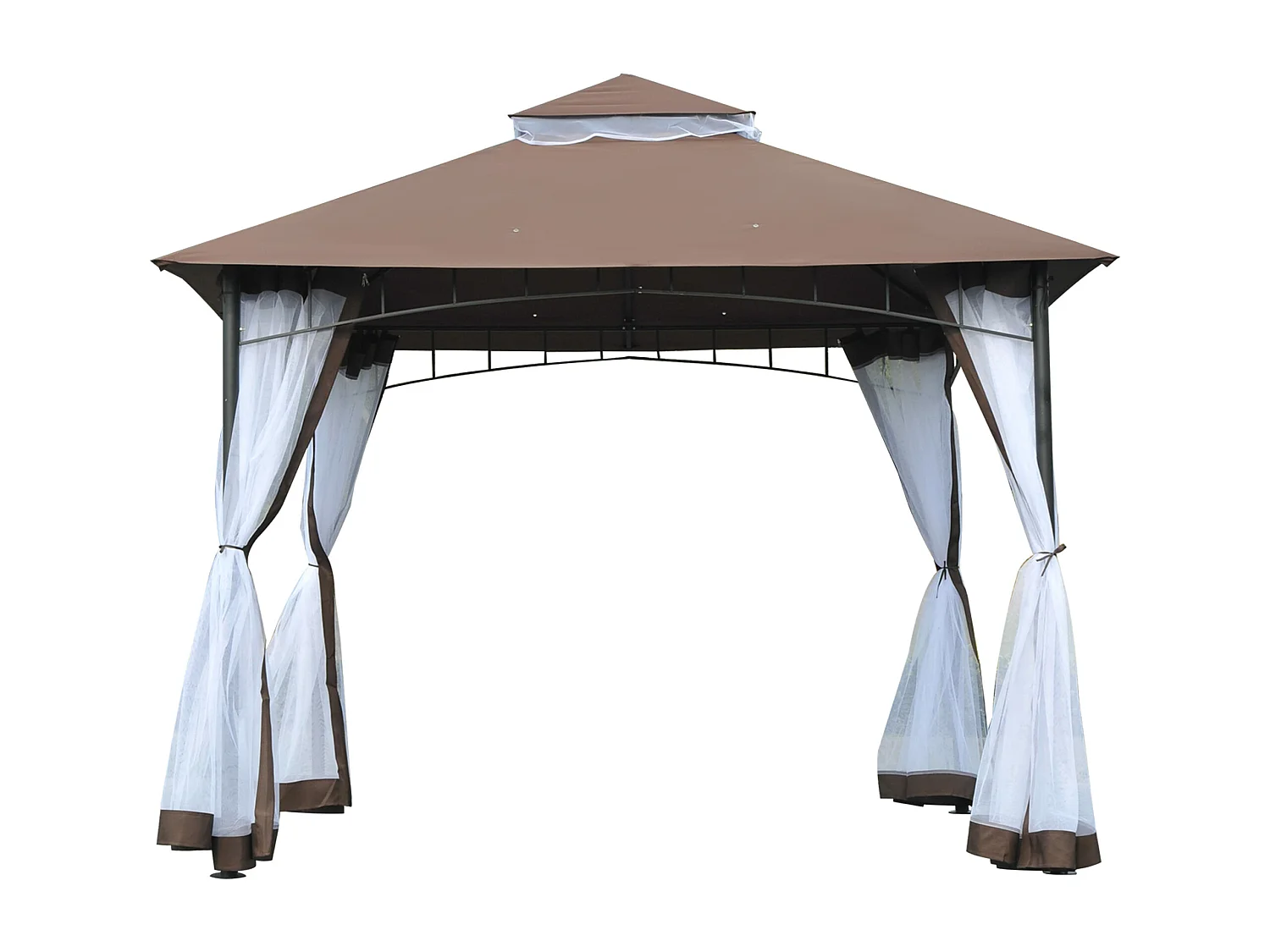 Gazebo da giardino 3x3m con zanzariera e tetto a 2 livelli